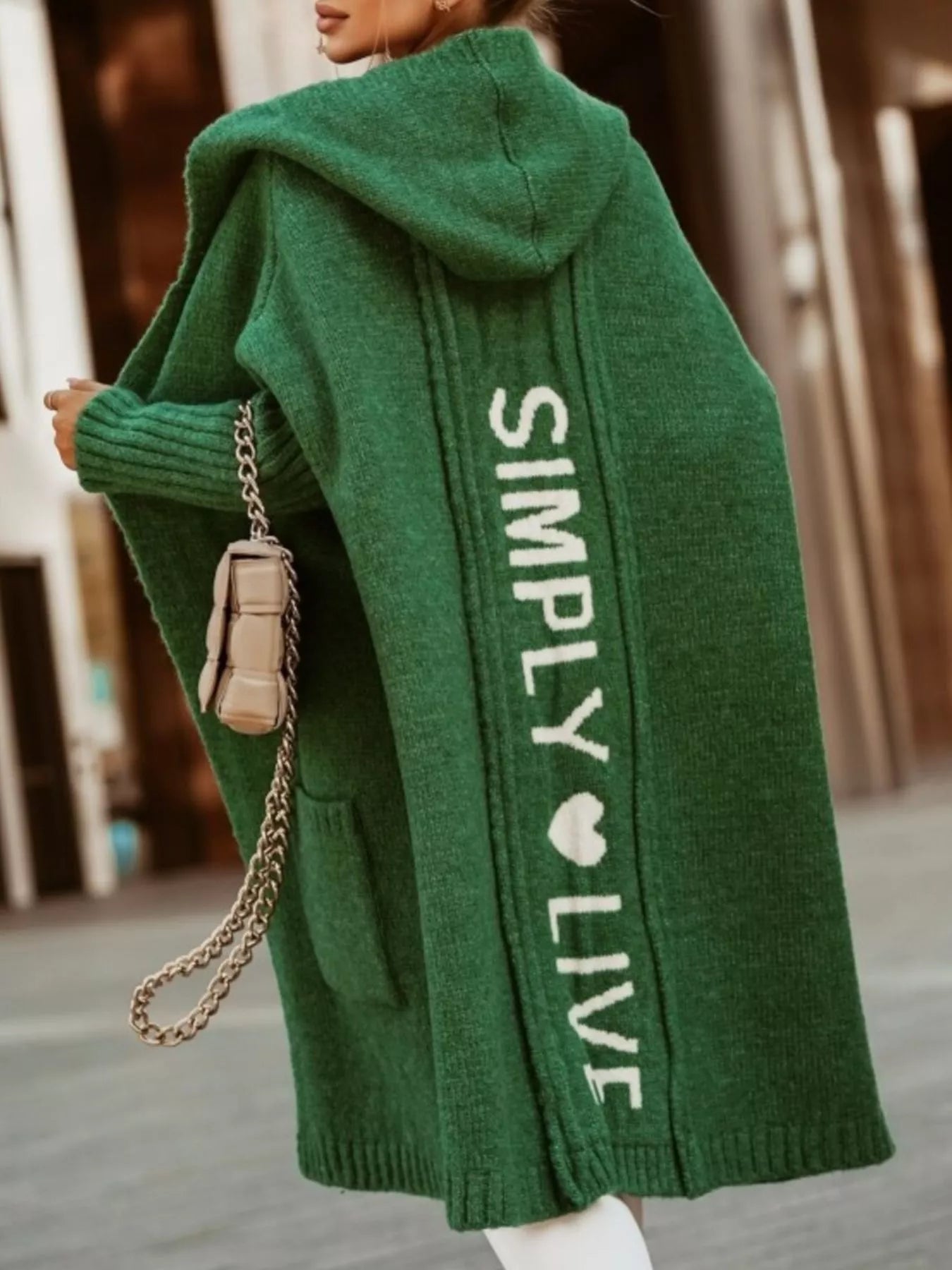 Full Size Hooded Knit Open Front Cardigan Plus Size designed for comfort and style at Lookzlike