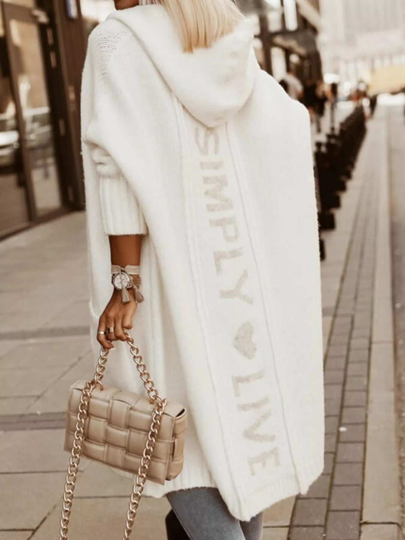 Full Size Hooded Knit Open Front Cardigan Plus Size designed for comfort and style at Lookzlike