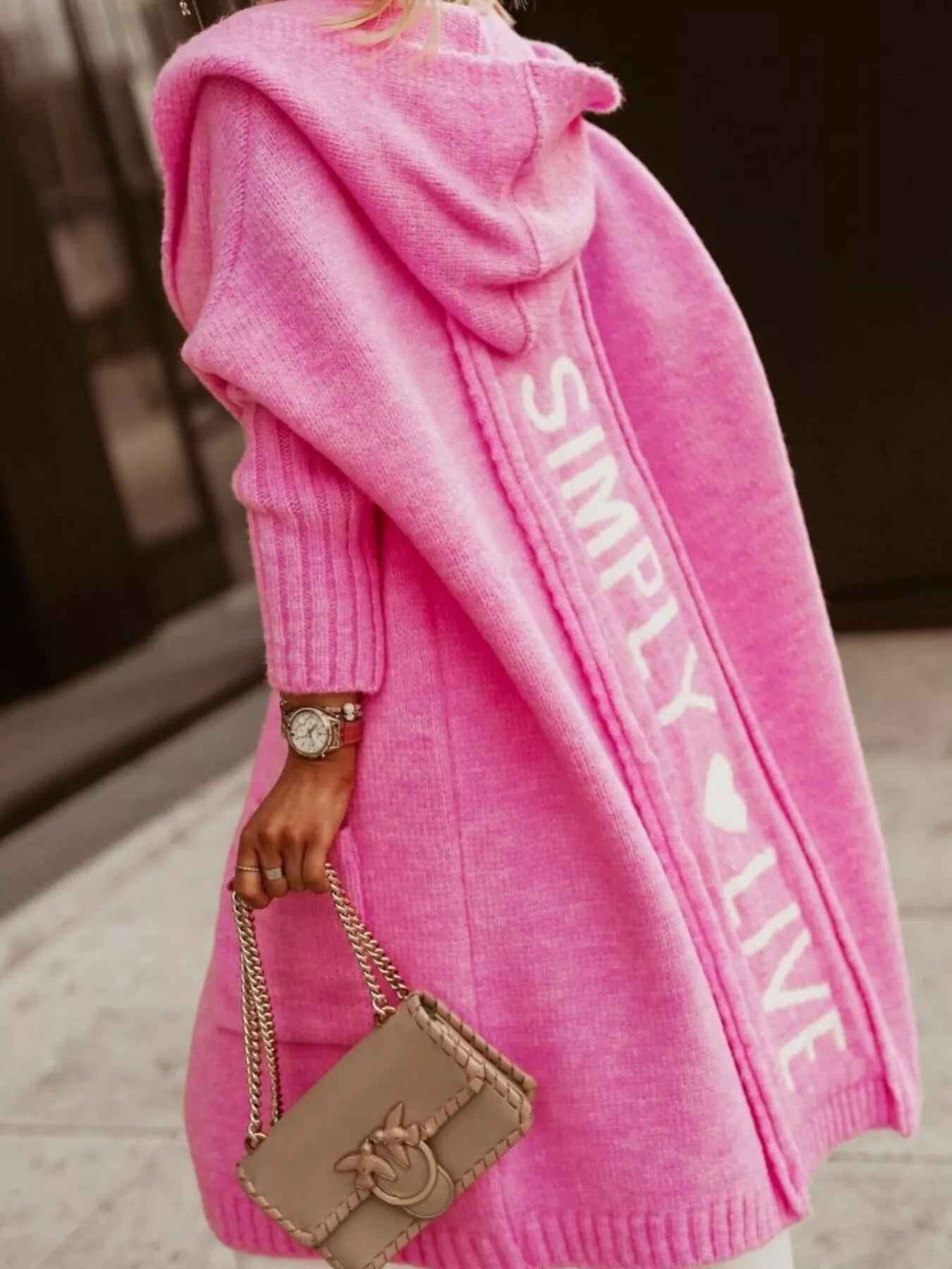 Full Size Hooded Knit Open Front Cardigan Plus Size designed for comfort and style at Lookzlike