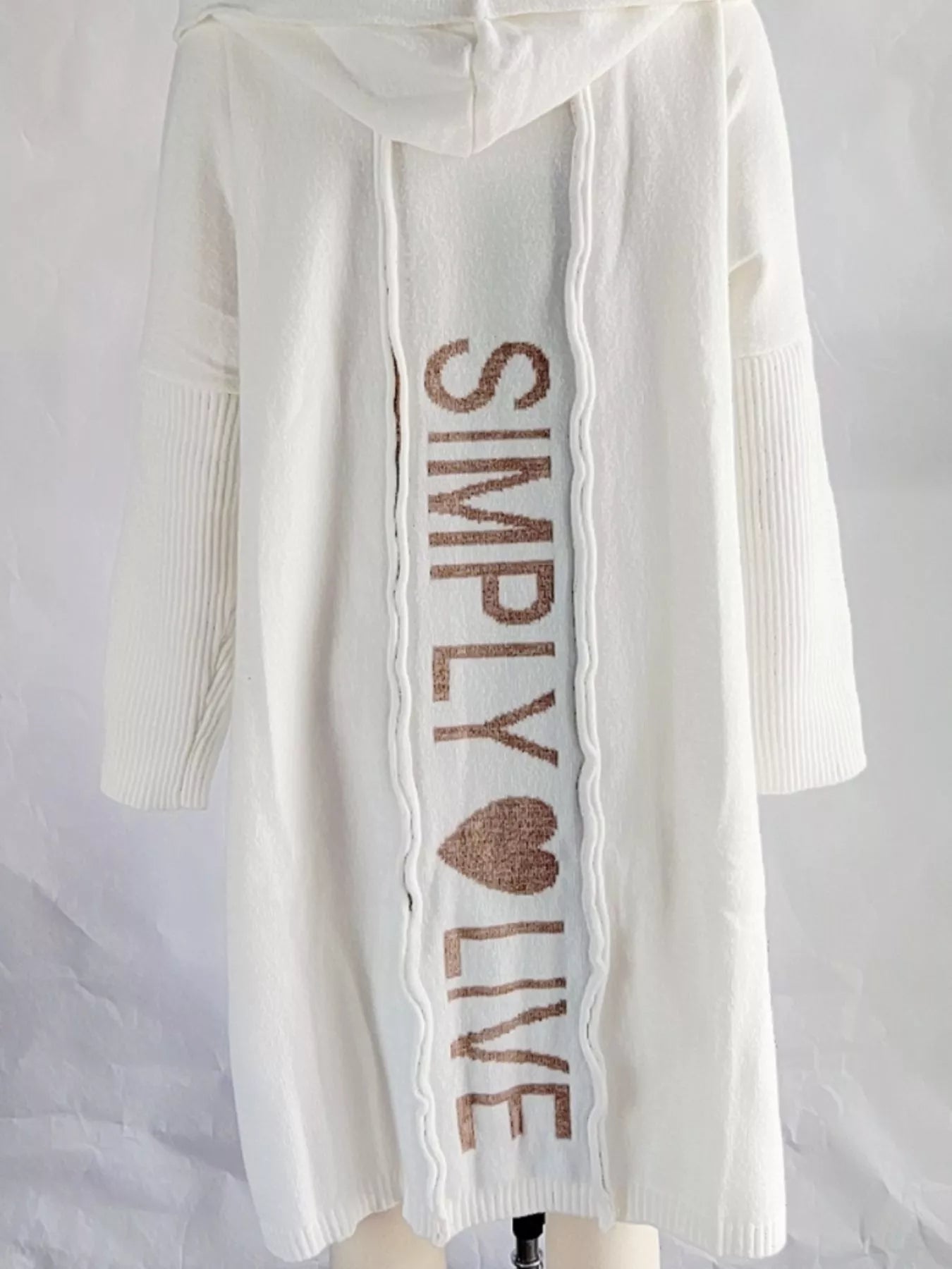 Full Size Hooded Knit Open Front Cardigan Plus Size designed for comfort and style at Lookzlike