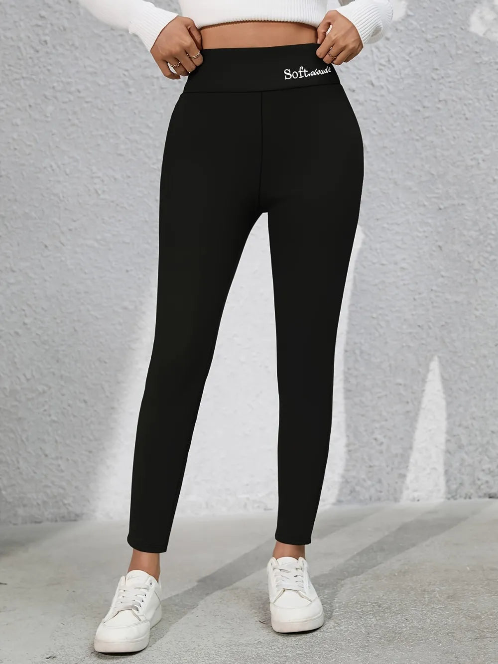 Full Size Letter Embroidered High Waist Leggings - Lookzlike