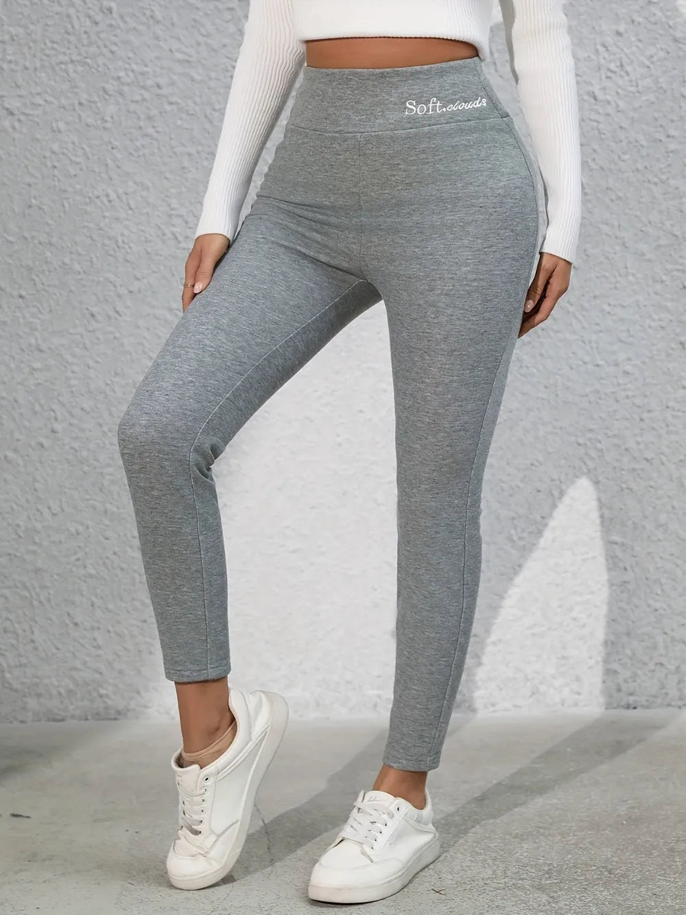 Full Size Letter Embroidered High Waist Leggings - Lookzlike