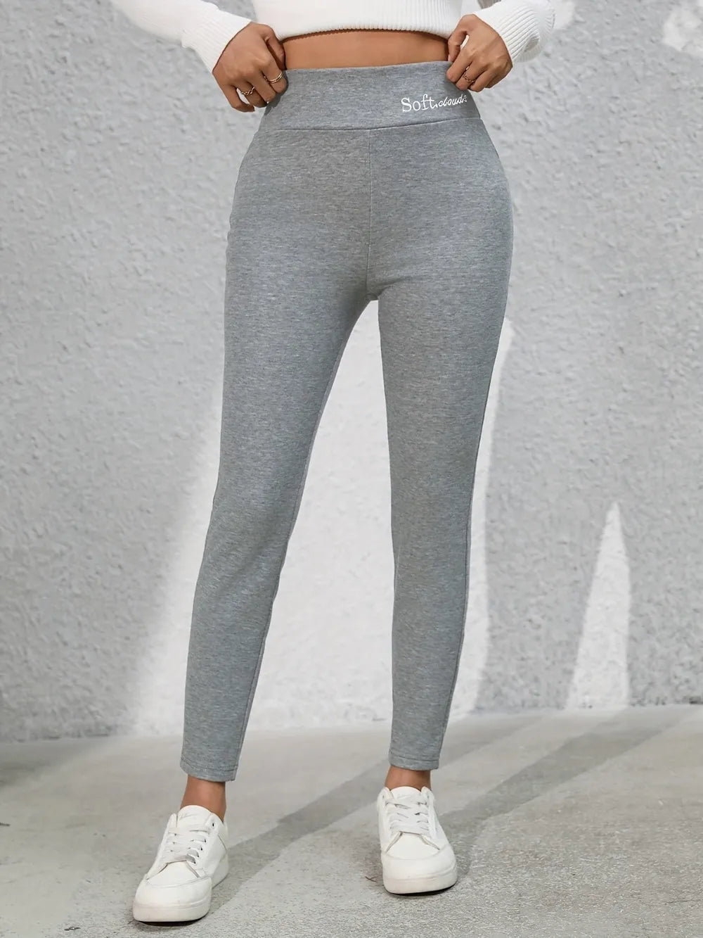 Full Size Letter Embroidered High Waist Leggings - Lookzlike