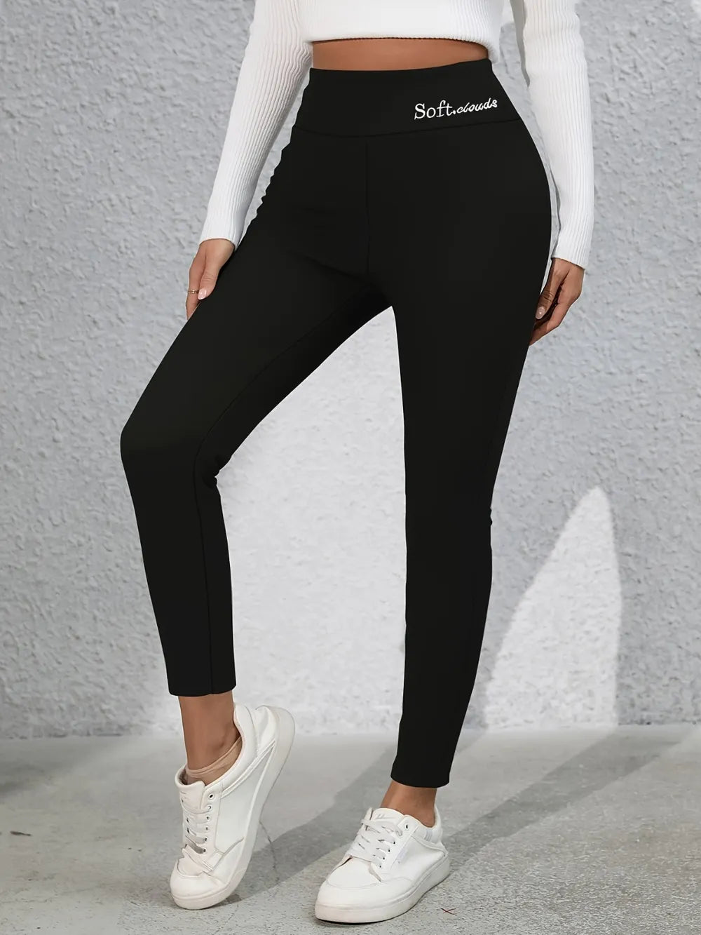 Full Size Letter Embroidered High Waist Leggings - Lookzlike