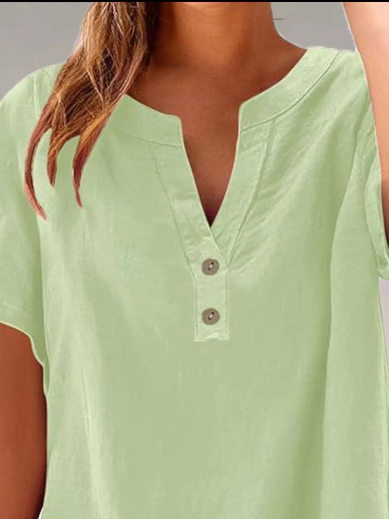 Full Size Notched Short Sleeve Blouse Plus Size - Lookzlike