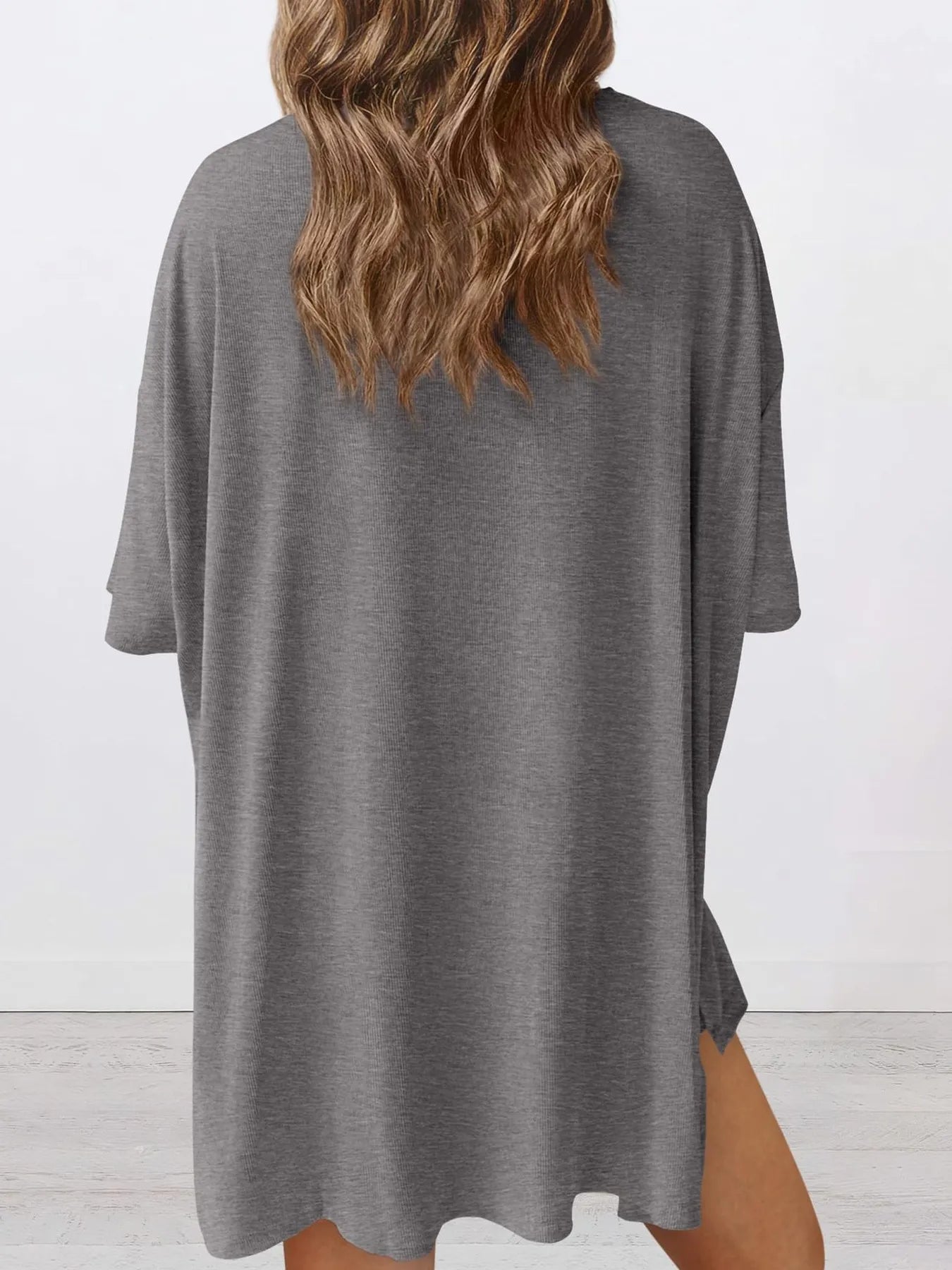 Full Size Oversized Round Neck Top and Shorts Set Plus Size - Lookzlike