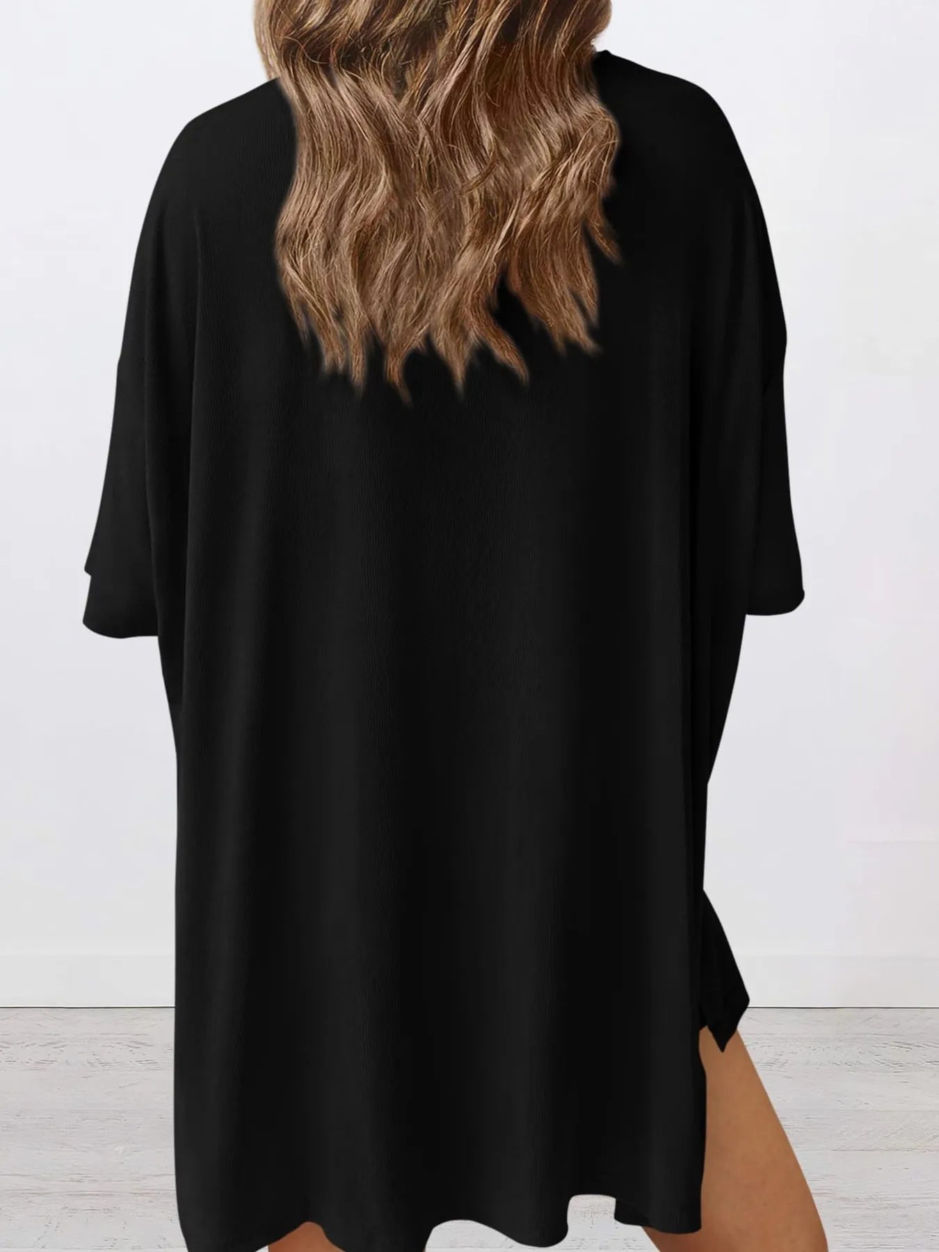 Full Size Oversized Round Neck Top and Shorts Set Plus Size - Lookzlike