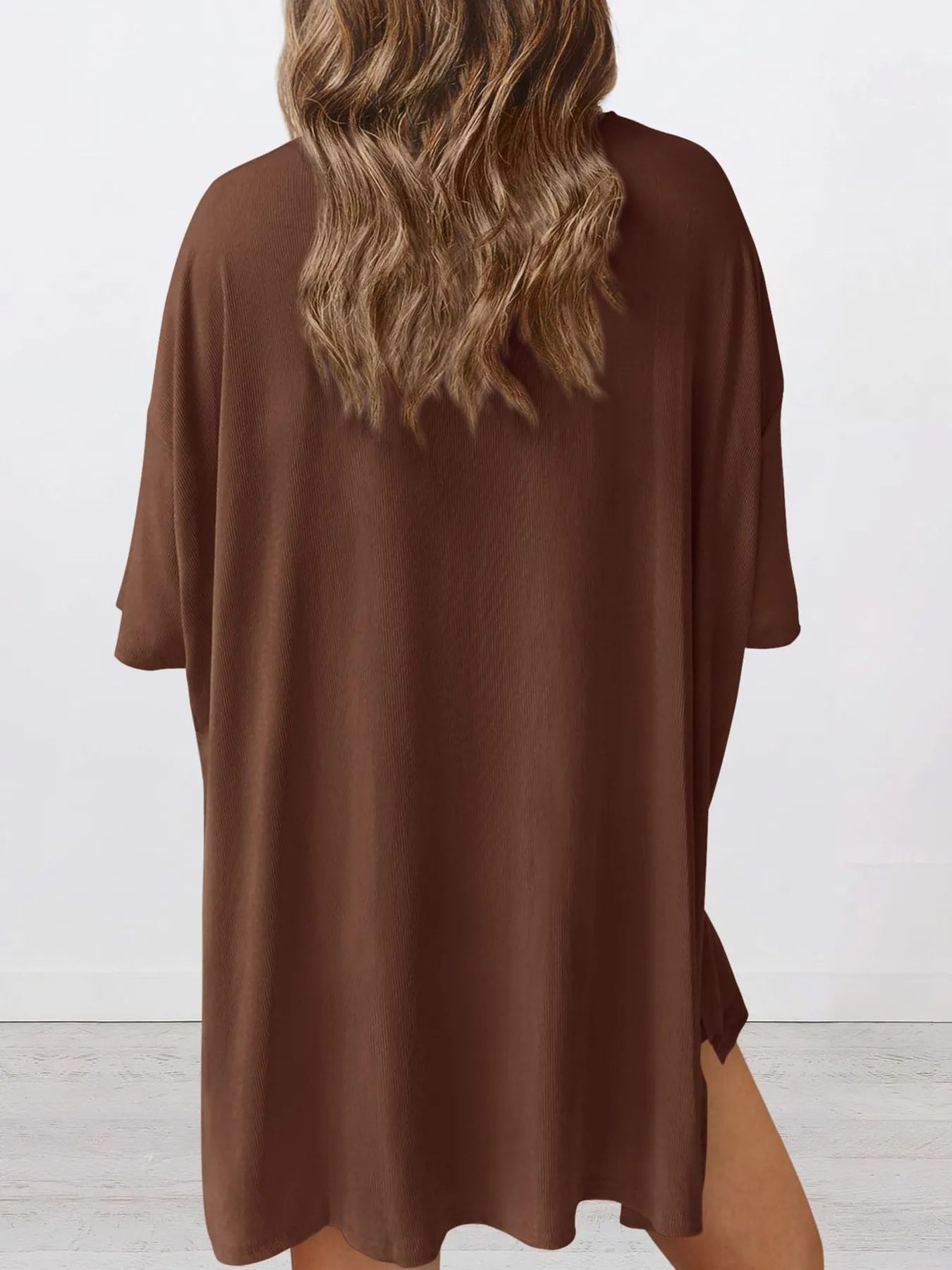 Full Size Oversized Round Neck Top and Shorts Set Plus Size - Lookzlike