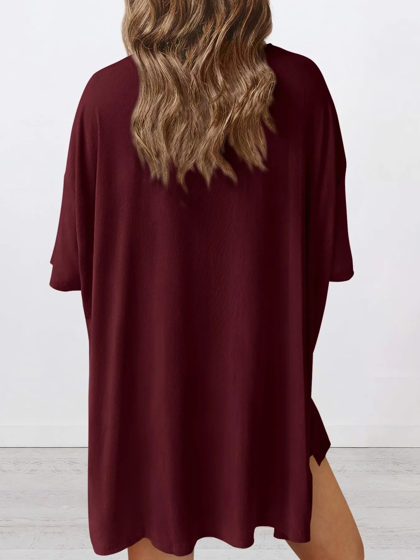 Full Size Oversized Round Neck Top and Shorts Set Plus Size - Lookzlike