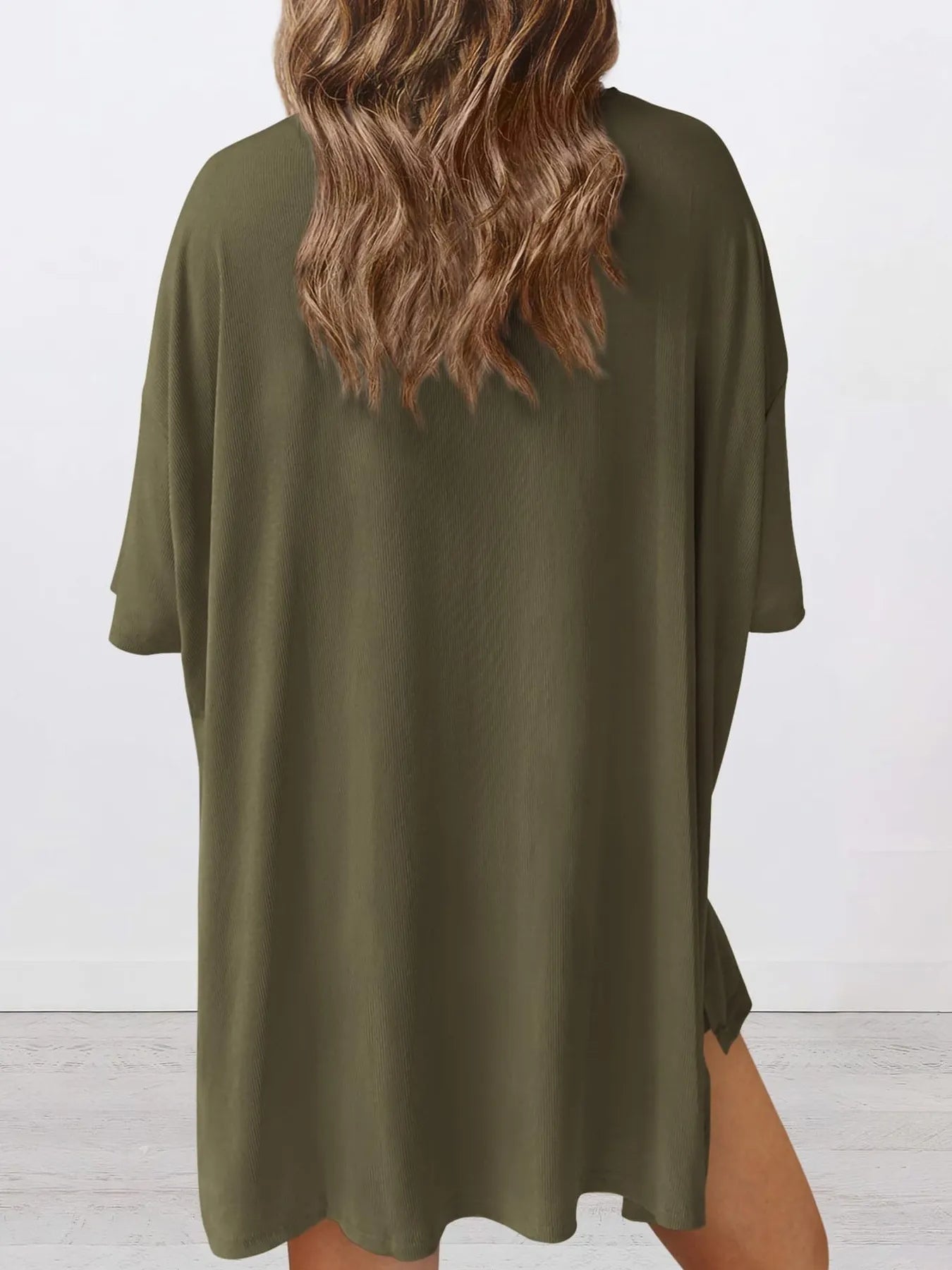 Full Size Oversized Round Neck Top and Shorts Set Plus Size - Lookzlike