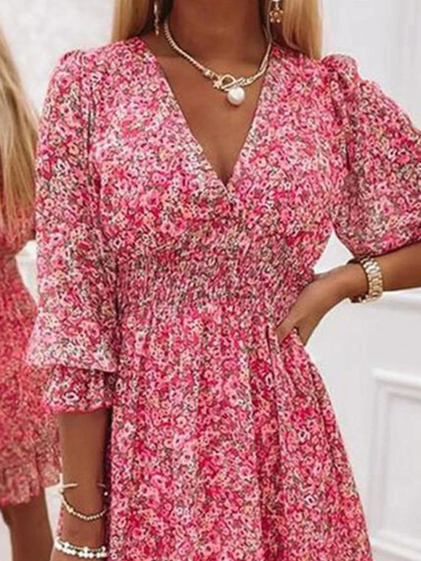 Full Size Ruffled Hem Floral Dress Plus Size - Lookzlike