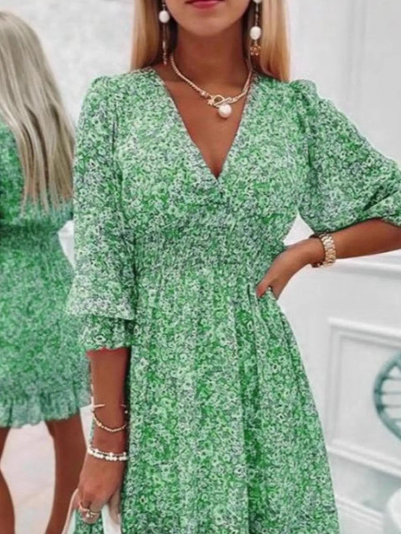 Full Size Ruffled Hem Floral Dress Plus Size - Lookzlike