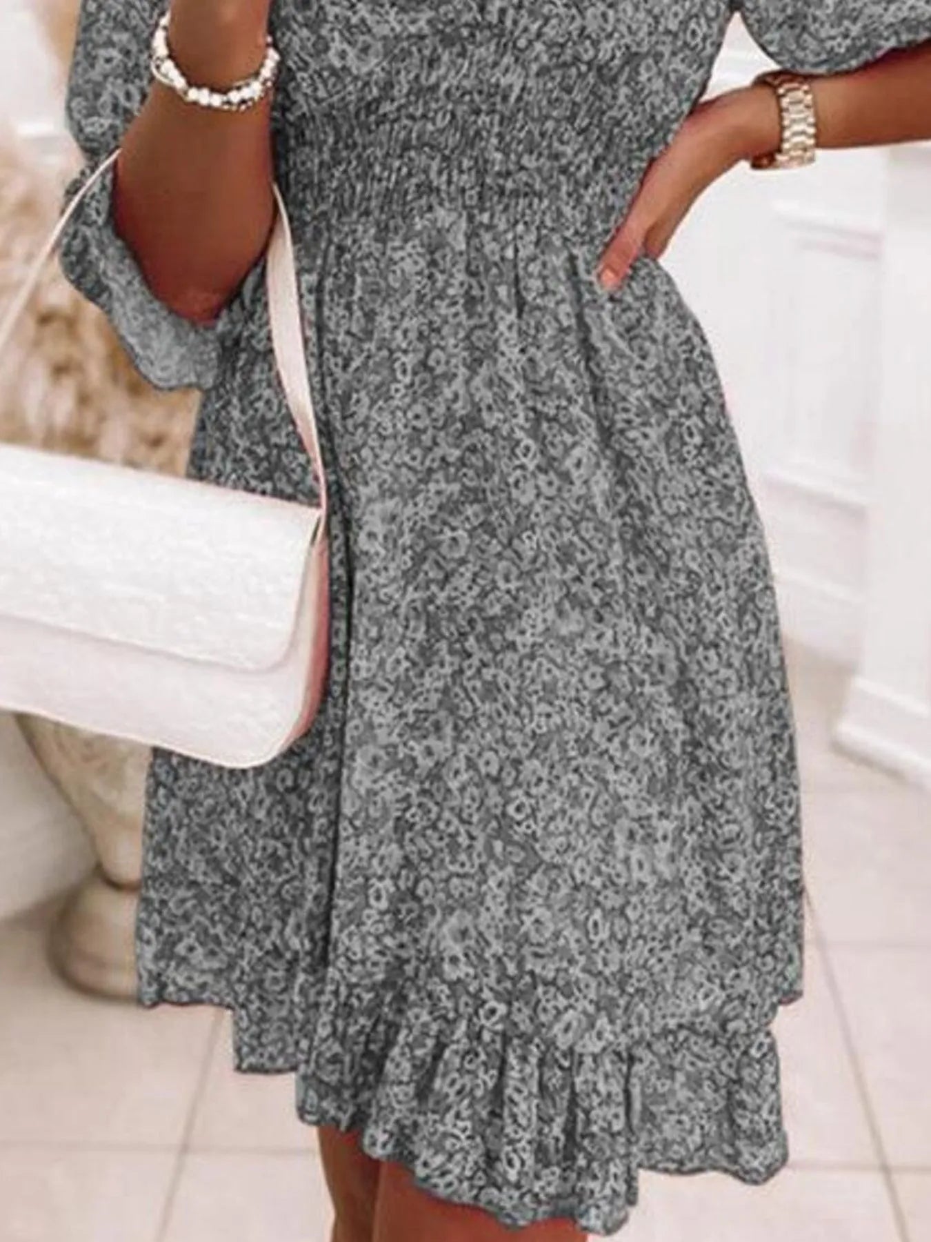 Full Size Ruffled Hem Floral Dress Plus Size - Lookzlike