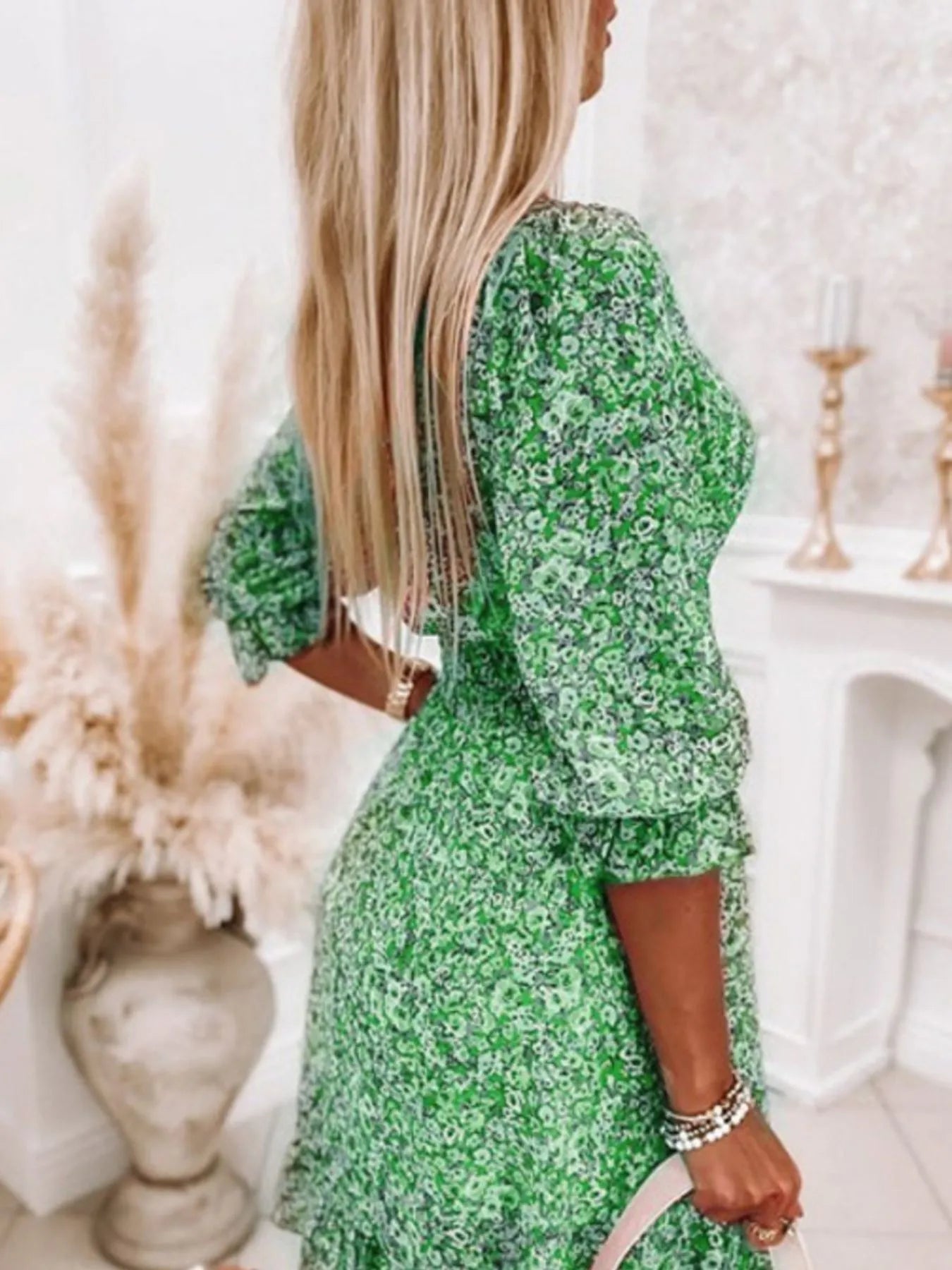 Full Size Ruffled Hem Floral Dress Plus Size - Lookzlike