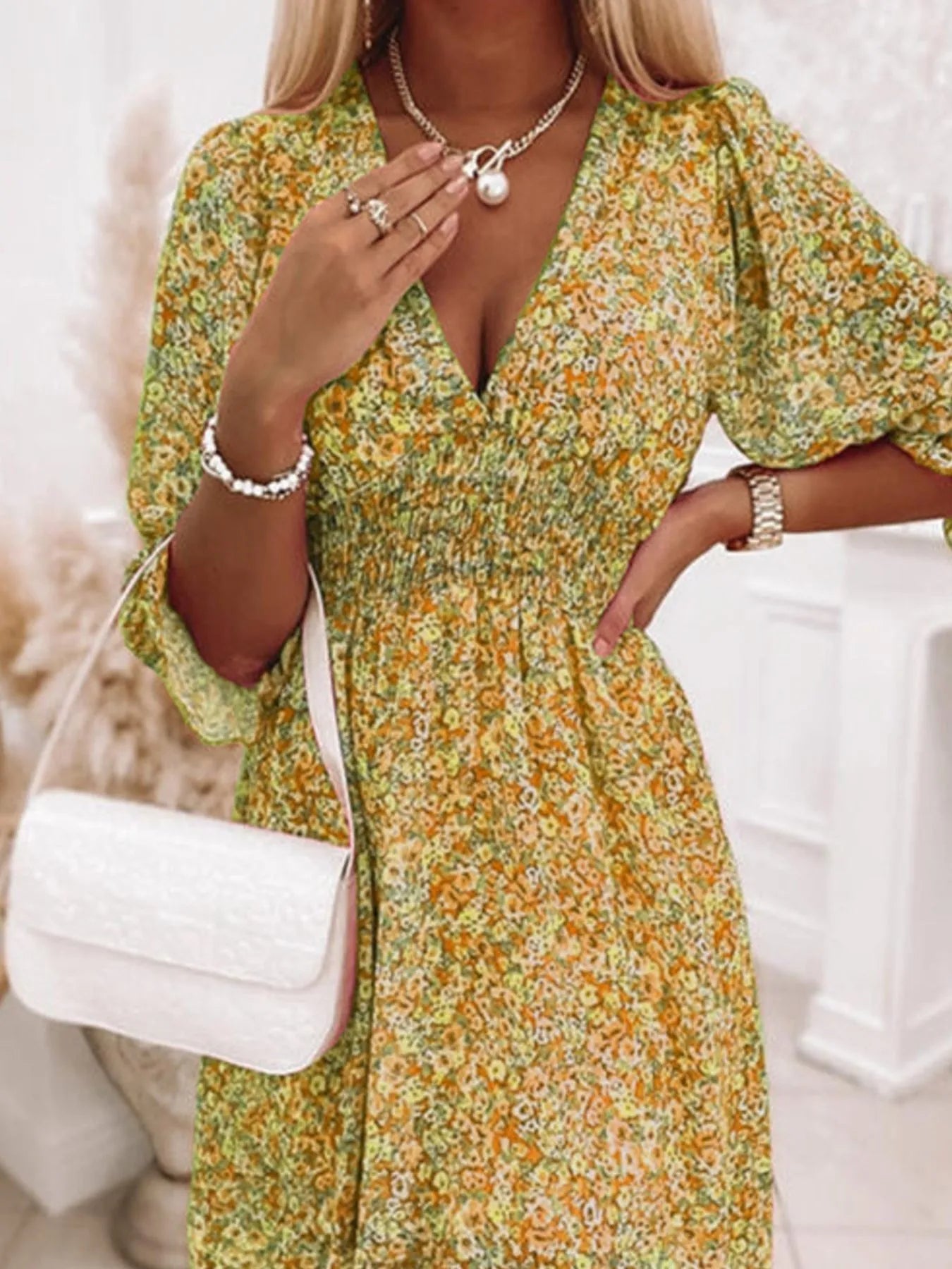 Full Size Ruffled Hem Floral Dress Plus Size - Lookzlike