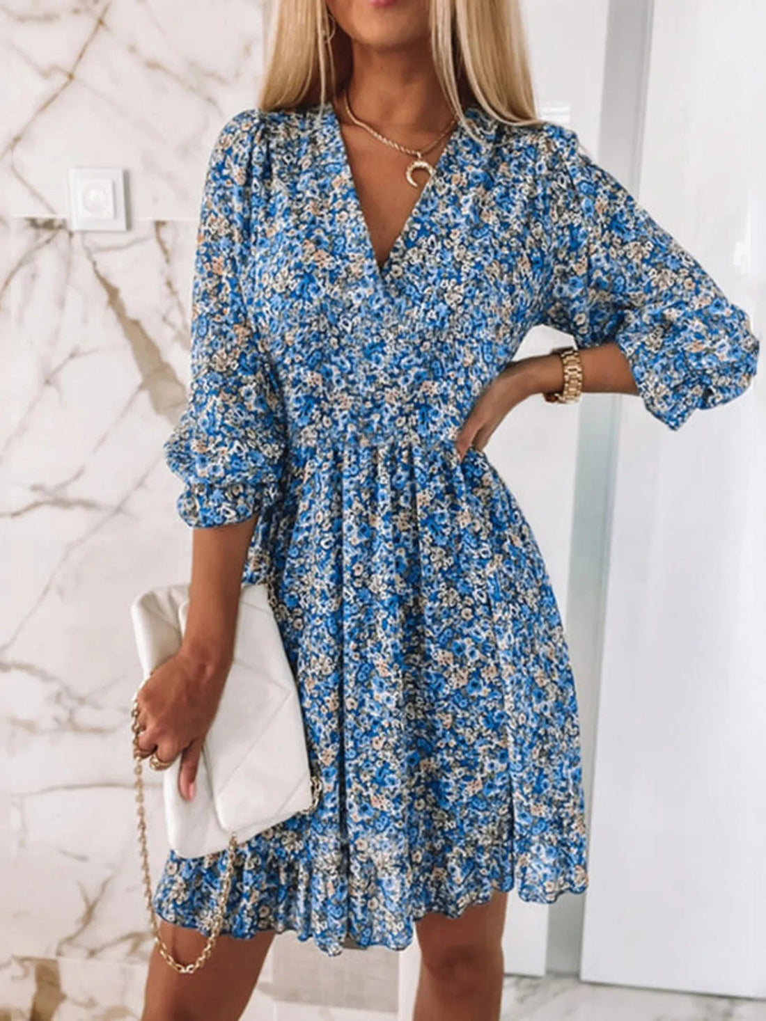 Full Size Ruffled Hem Floral Dress Plus Size - Lookzlike