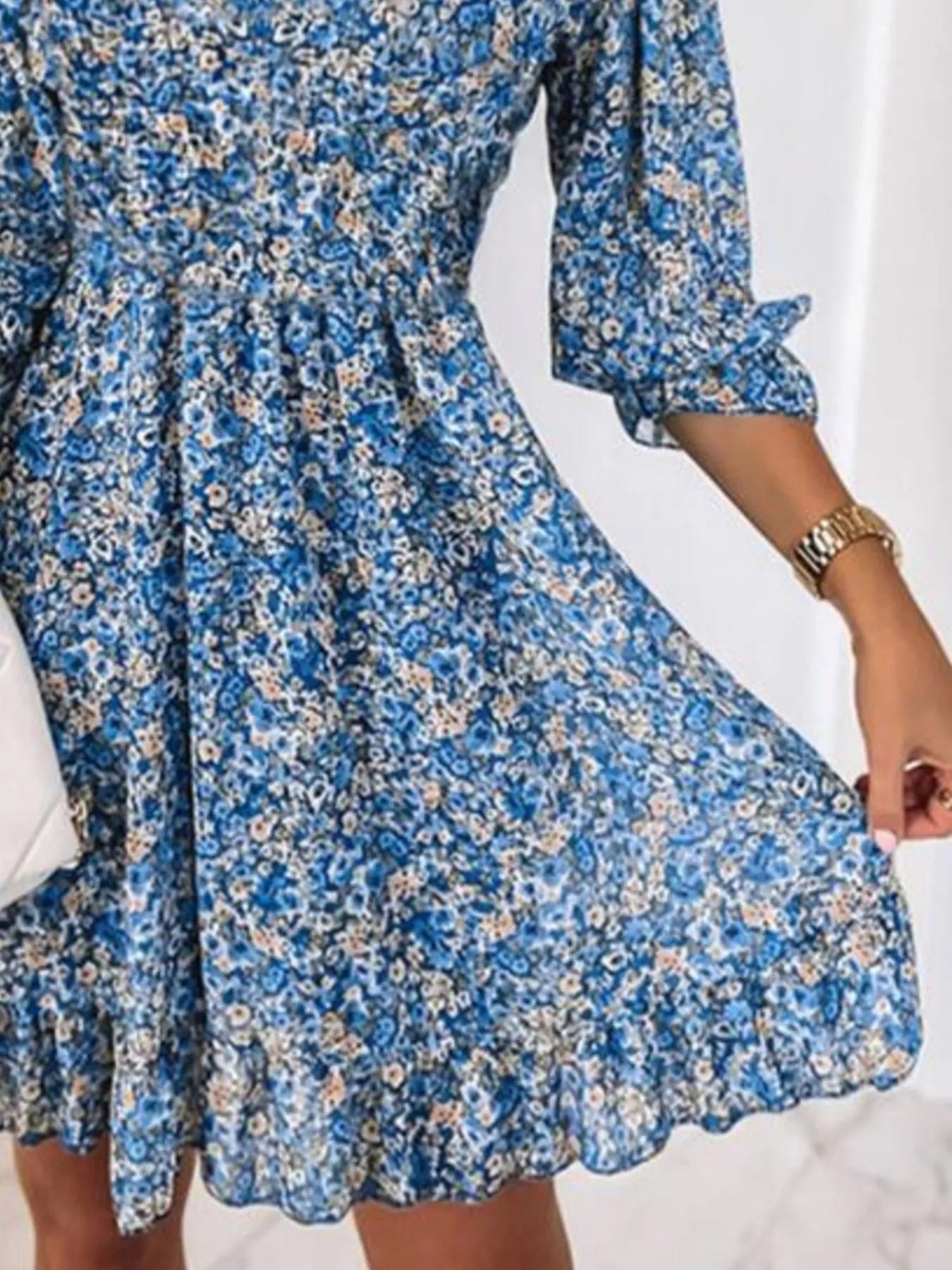 Full Size Ruffled Hem Floral Dress Plus Size - Lookzlike