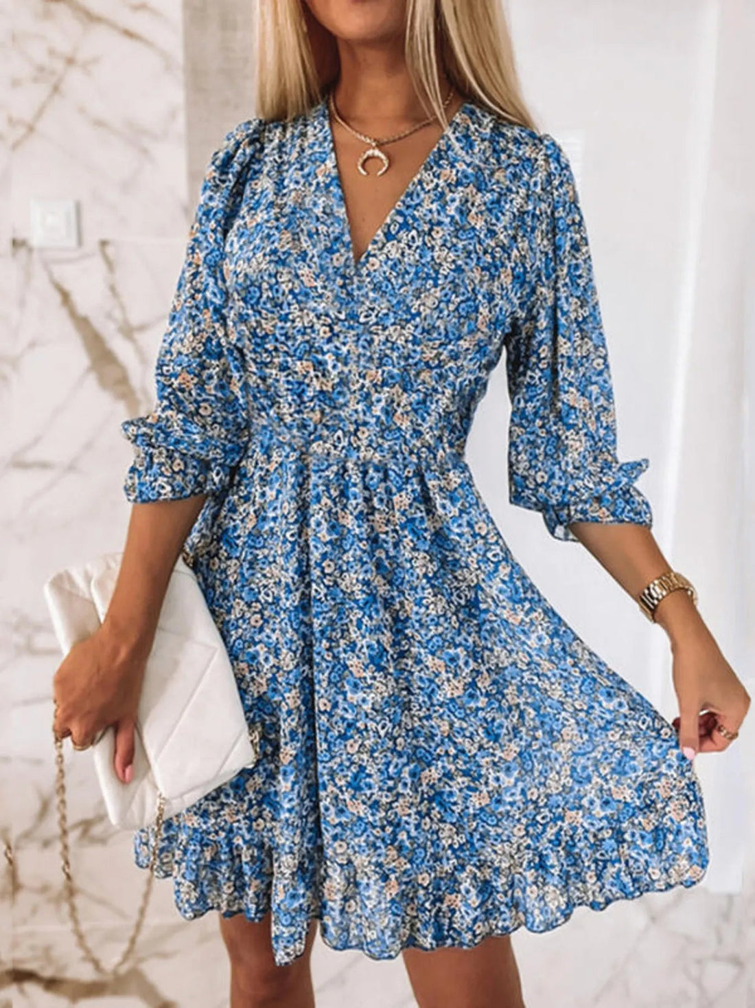 Full Size Ruffled Hem Floral Dress Plus Size - Lookzlike