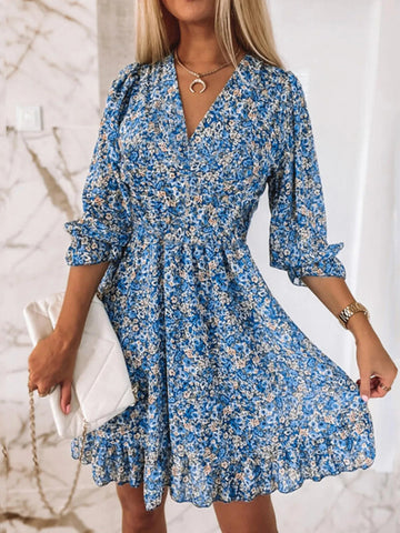 Full Size Ruffled Hem Floral Dress Plus Size - Lookzlike
