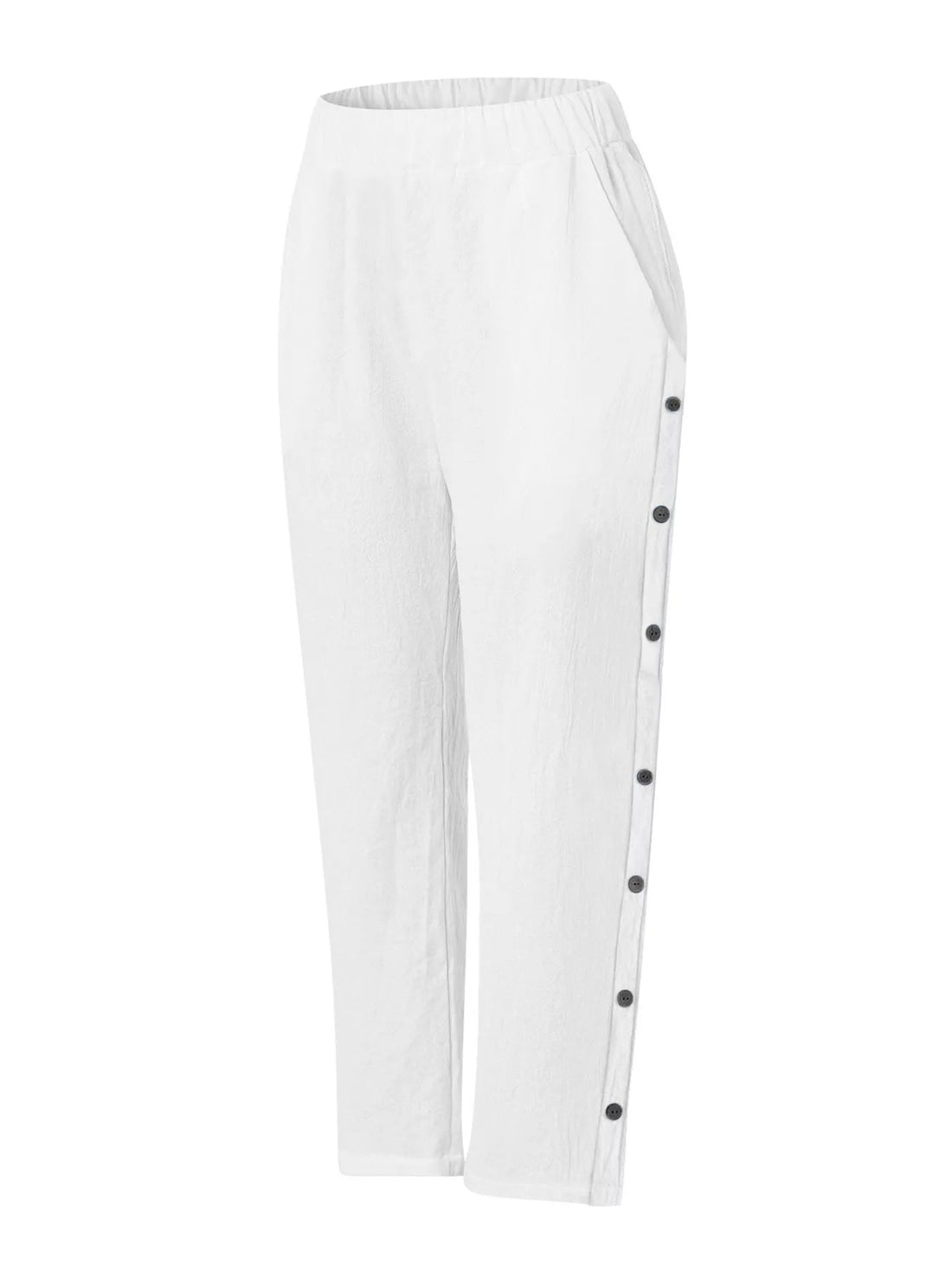 Full Size Side Button Decor Pants Plus Size designed for comfort and style at Lookzlike