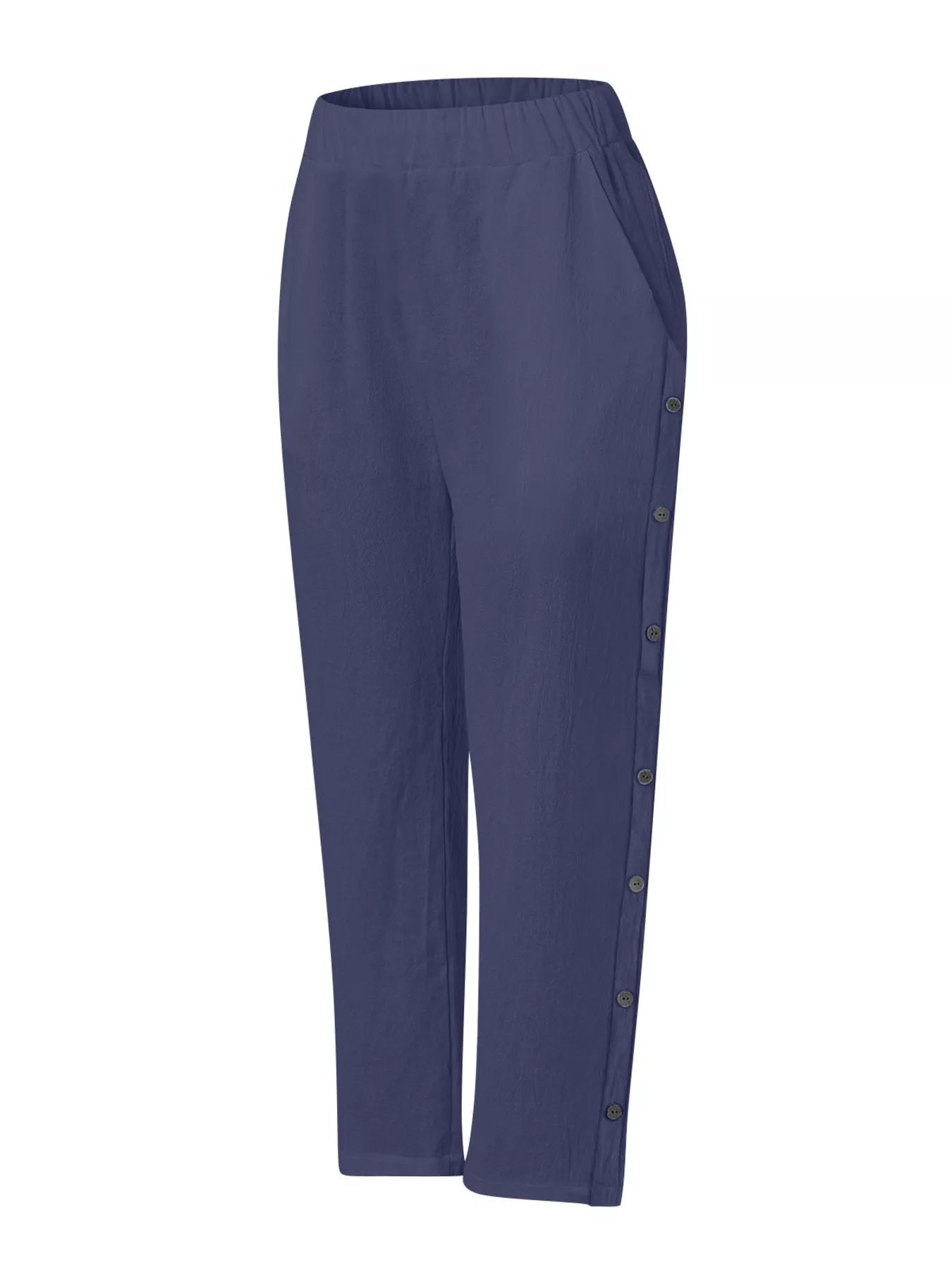 Full Size Side Button Decor Pants Plus Size designed for comfort and style at Lookzlike