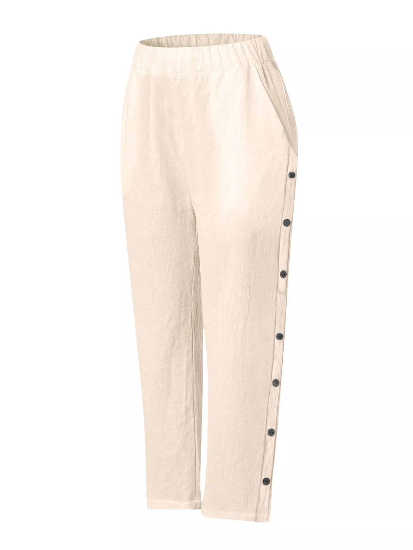 Full Size Side Button Decor Pants Plus Size designed for comfort and style at Lookzlike
