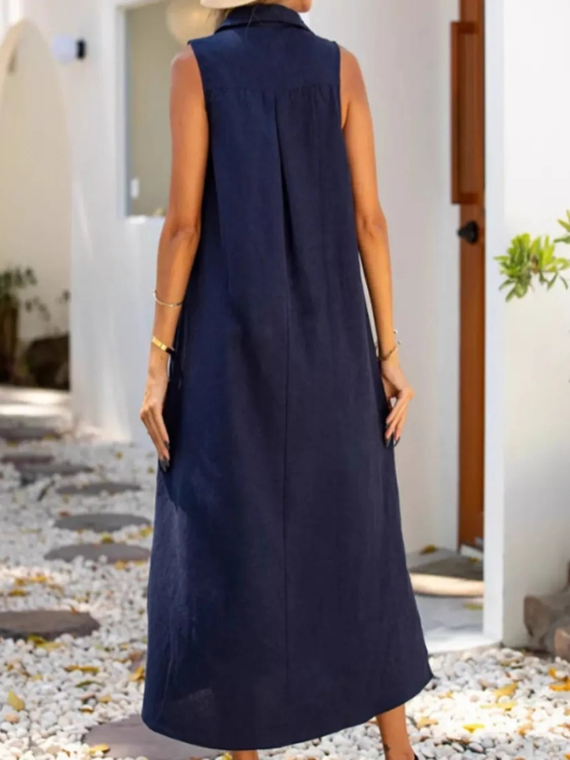 Full Size Side Slit Sleeveless Midi Dress Plus Size - Lookzlike