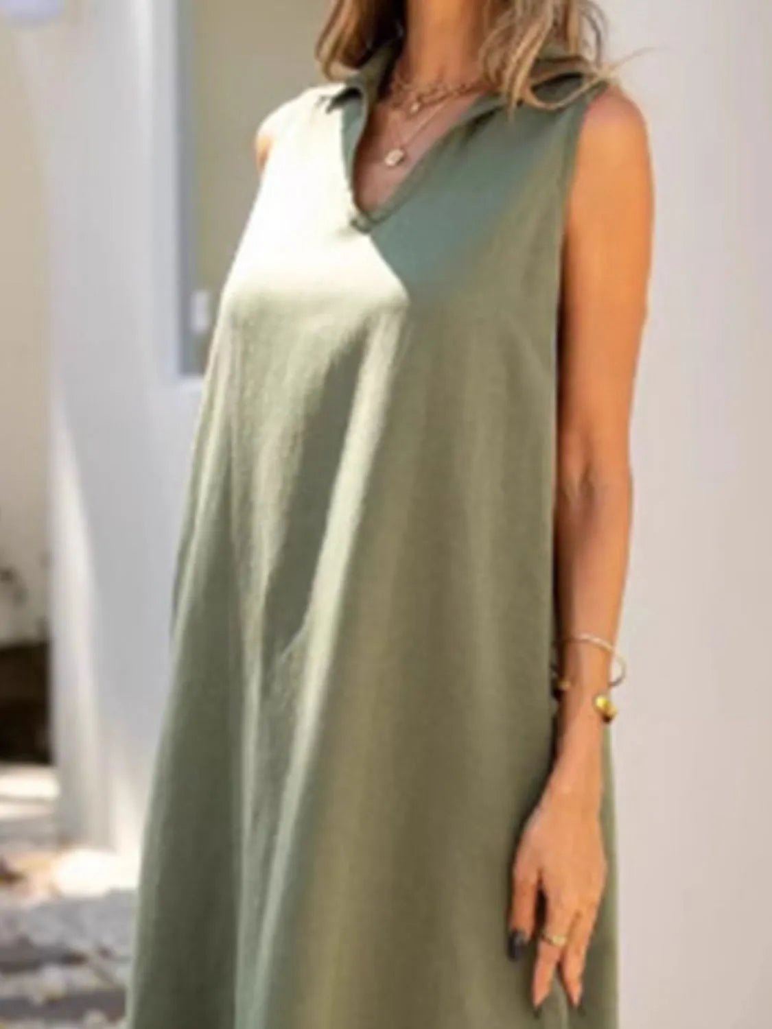 Full Size Side Slit Sleeveless Midi Dress Plus Size - Lookzlike