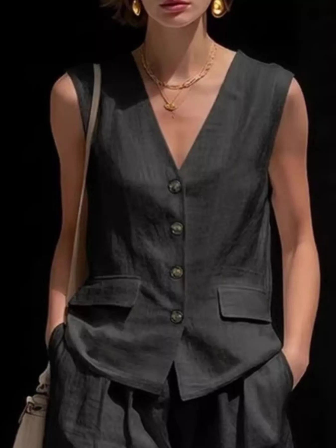 Full Size Sleeveless Vest and Shorts Set Plus Size designed for comfort and style at Lookzlike