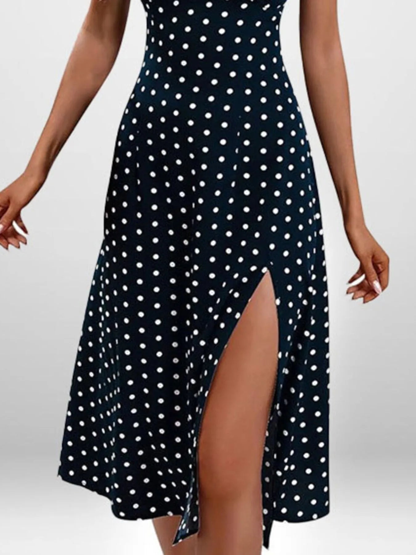 Full Size Slit Printed Cami Midi Dress Plus Size - Lookzlike