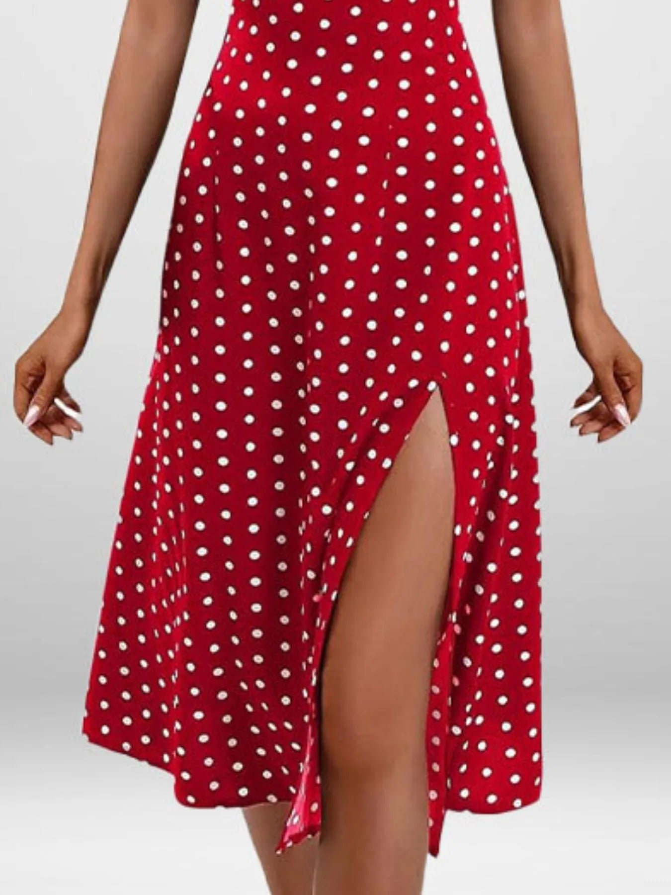 Full Size Slit Printed Cami Midi Dress Plus Size - Lookzlike