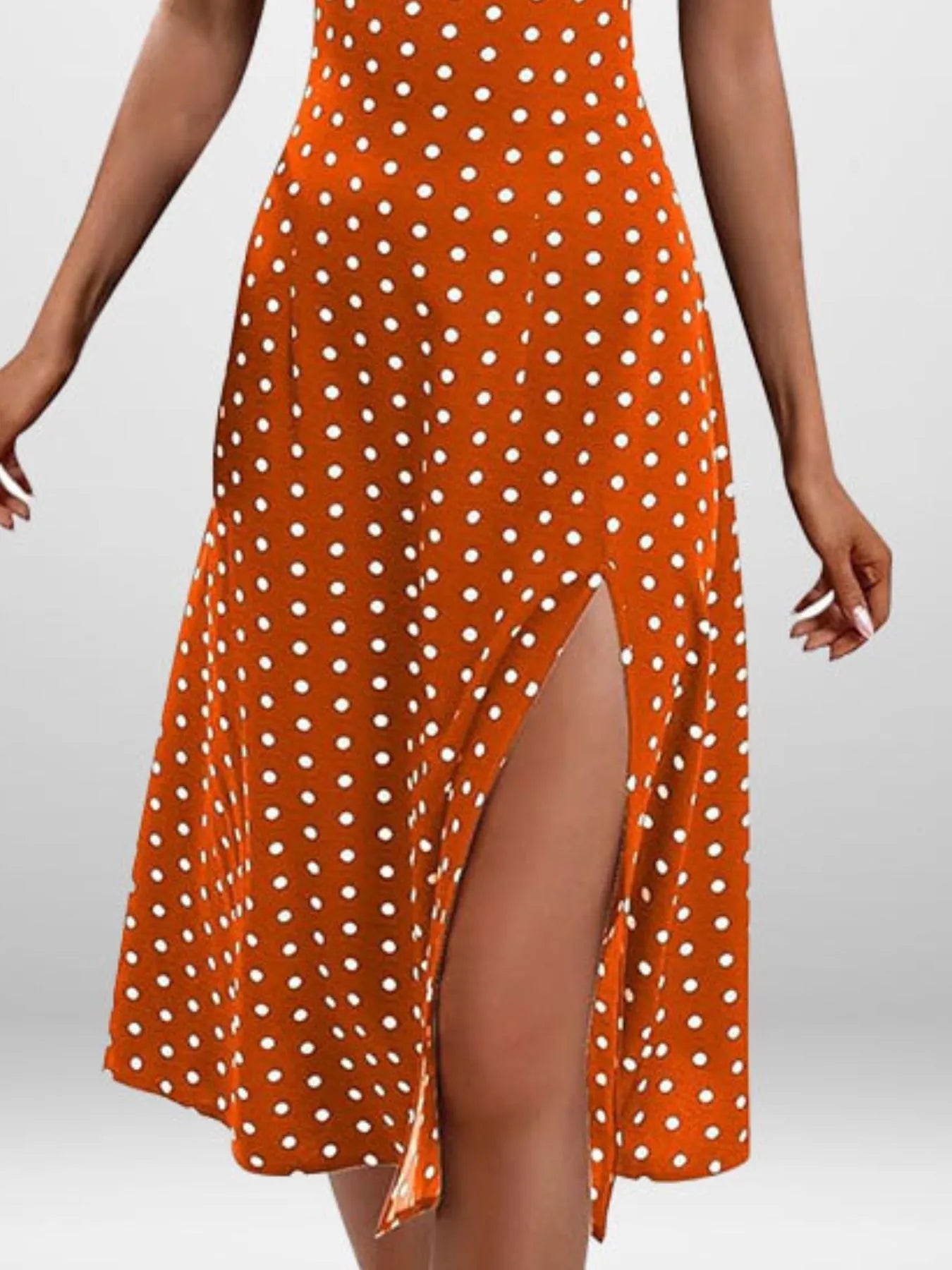 Full Size Slit Printed Cami Midi Dress Plus Size - Lookzlike