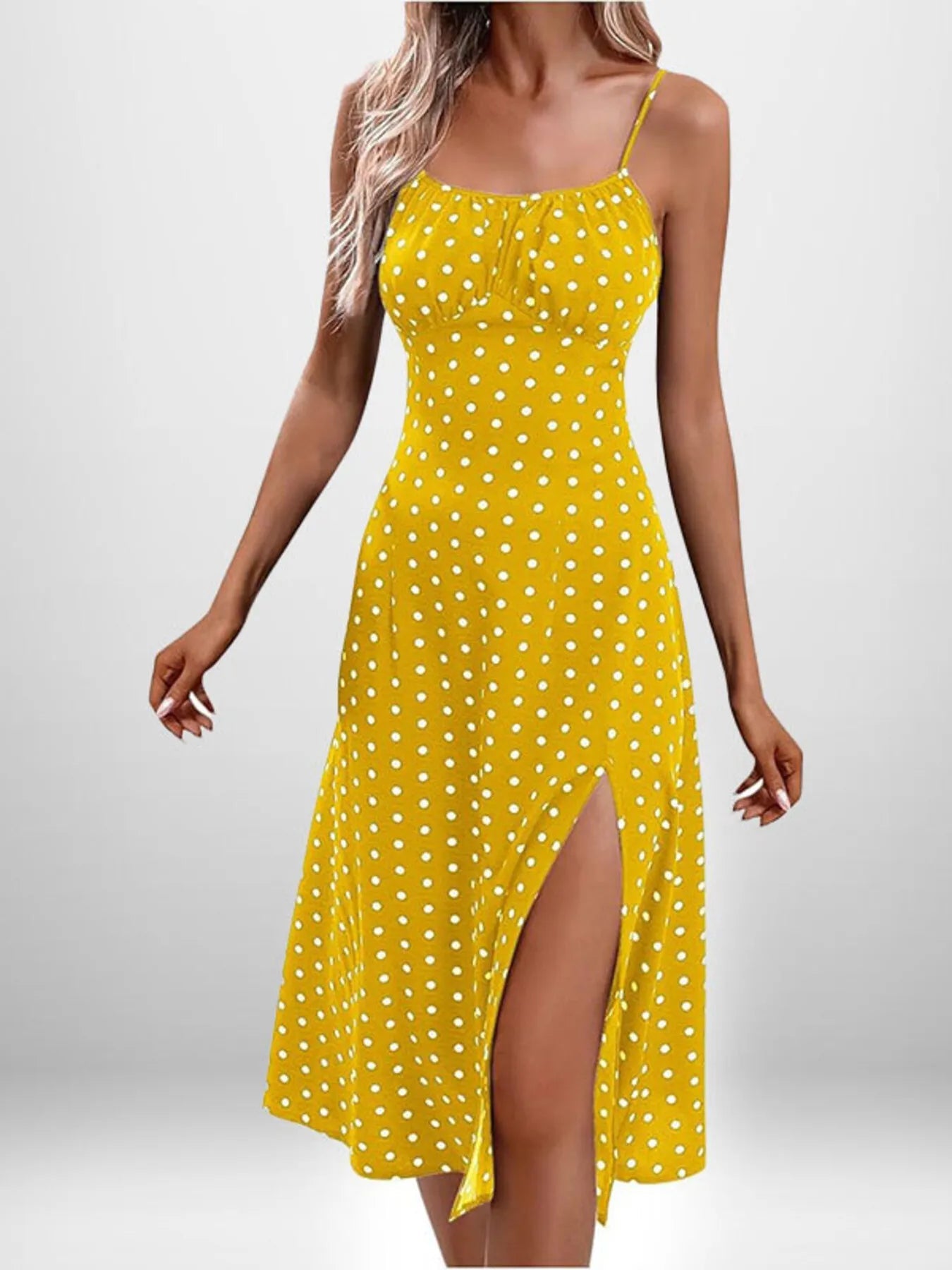 Full Size Slit Printed Cami Midi Dress Plus Size - Lookzlike