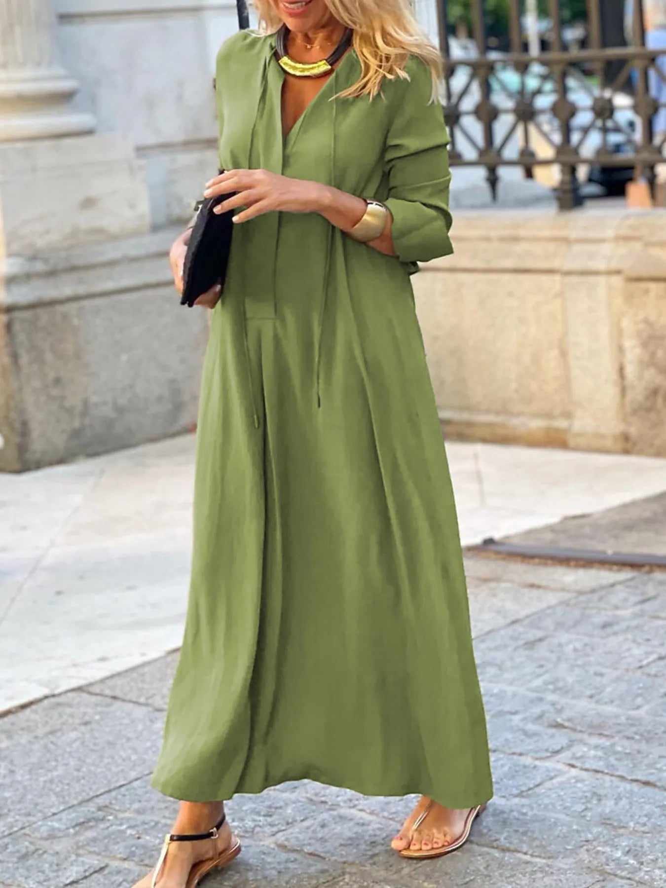 Full Size Solid Color Maxi Shirt Dress Plus Size - Lookzlike