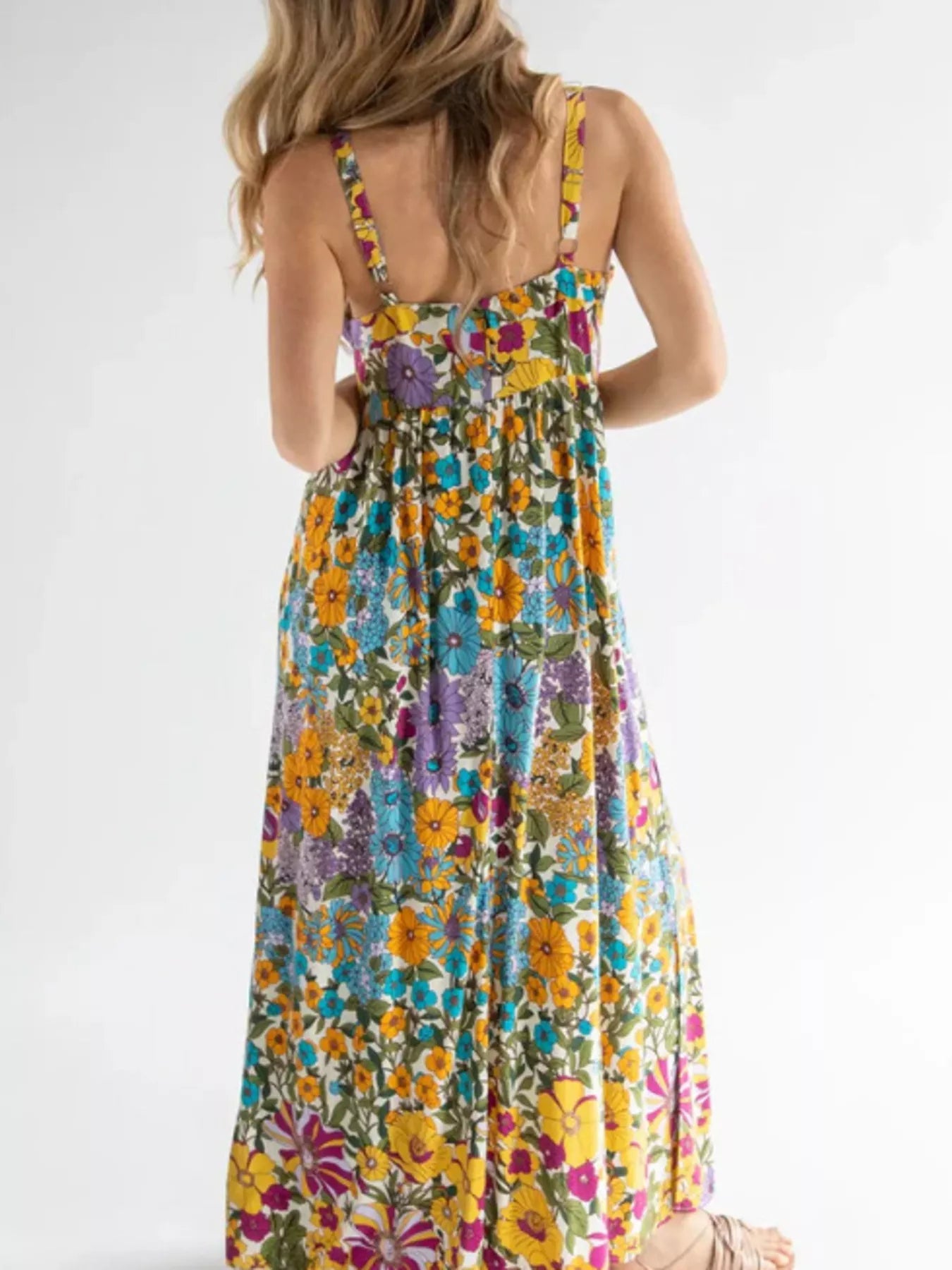 Full Size Square Neck Cami Dress with Side Slit Plus Size designed for comfort and style at Lookzlike