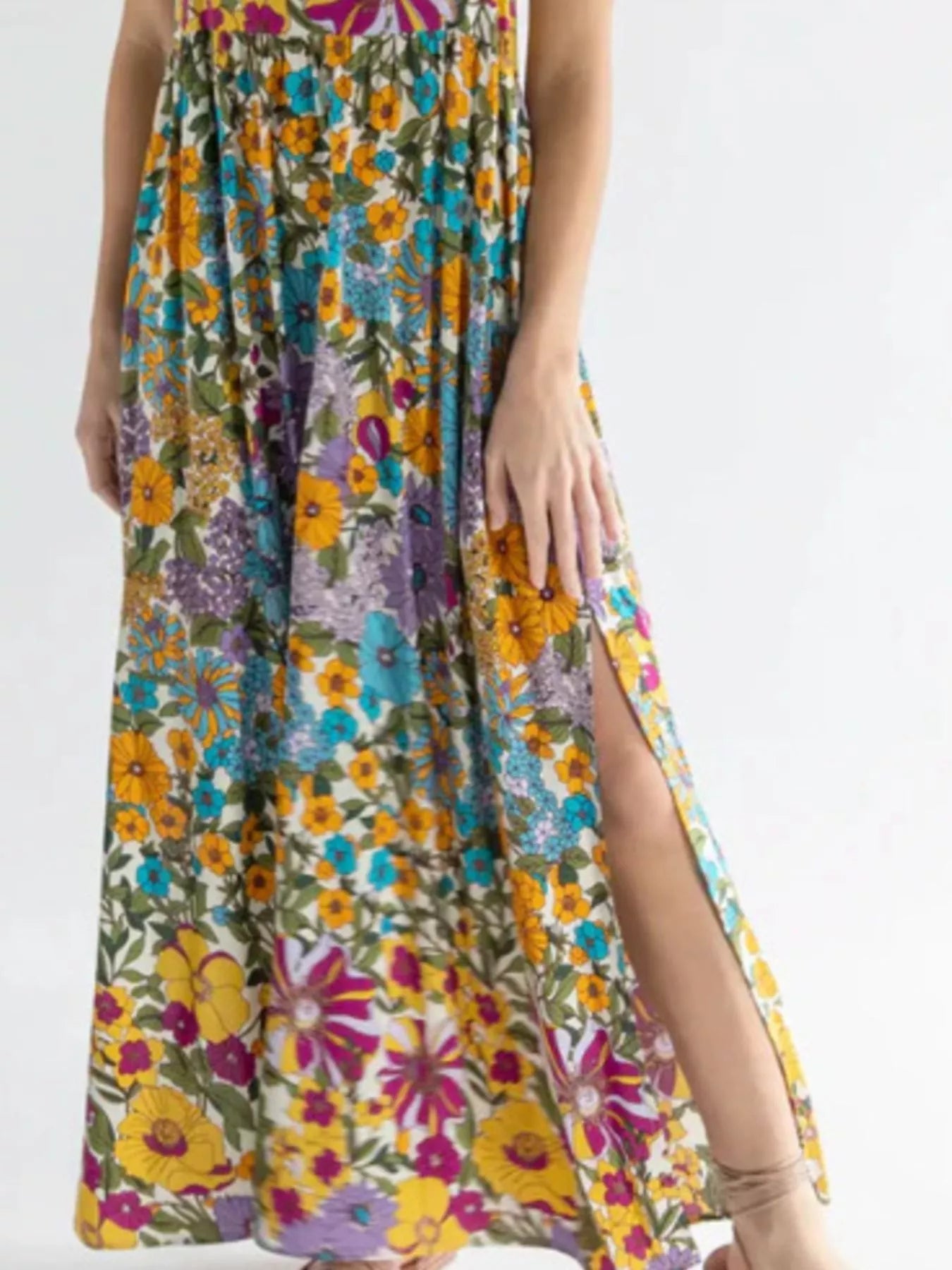 Full Size Square Neck Cami Dress with Side Slit Plus Size designed for comfort and style at Lookzlike
