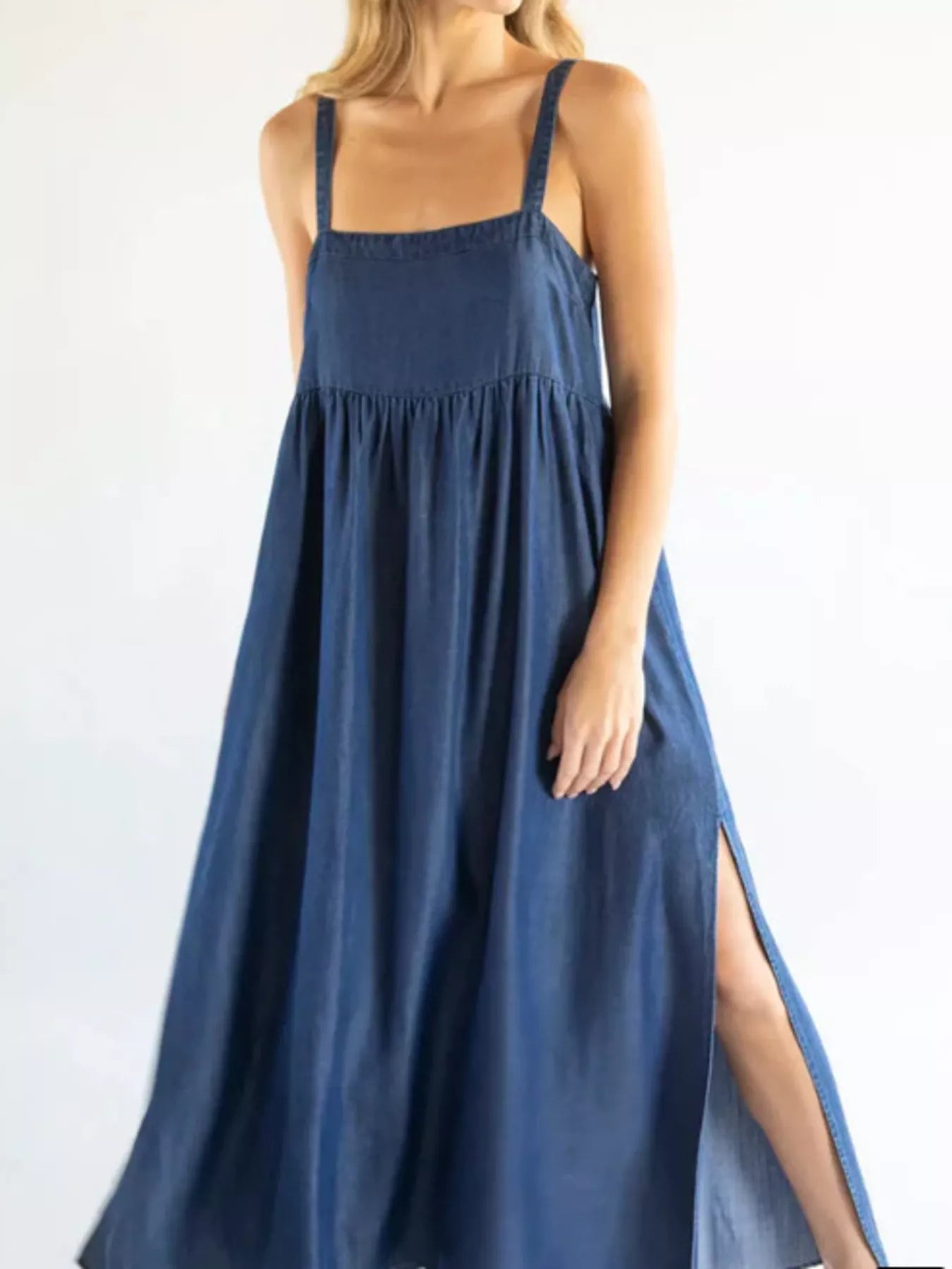 Full Size Square Neck Cami Dress with Side Slit Plus Size designed for comfort and style at Lookzlike