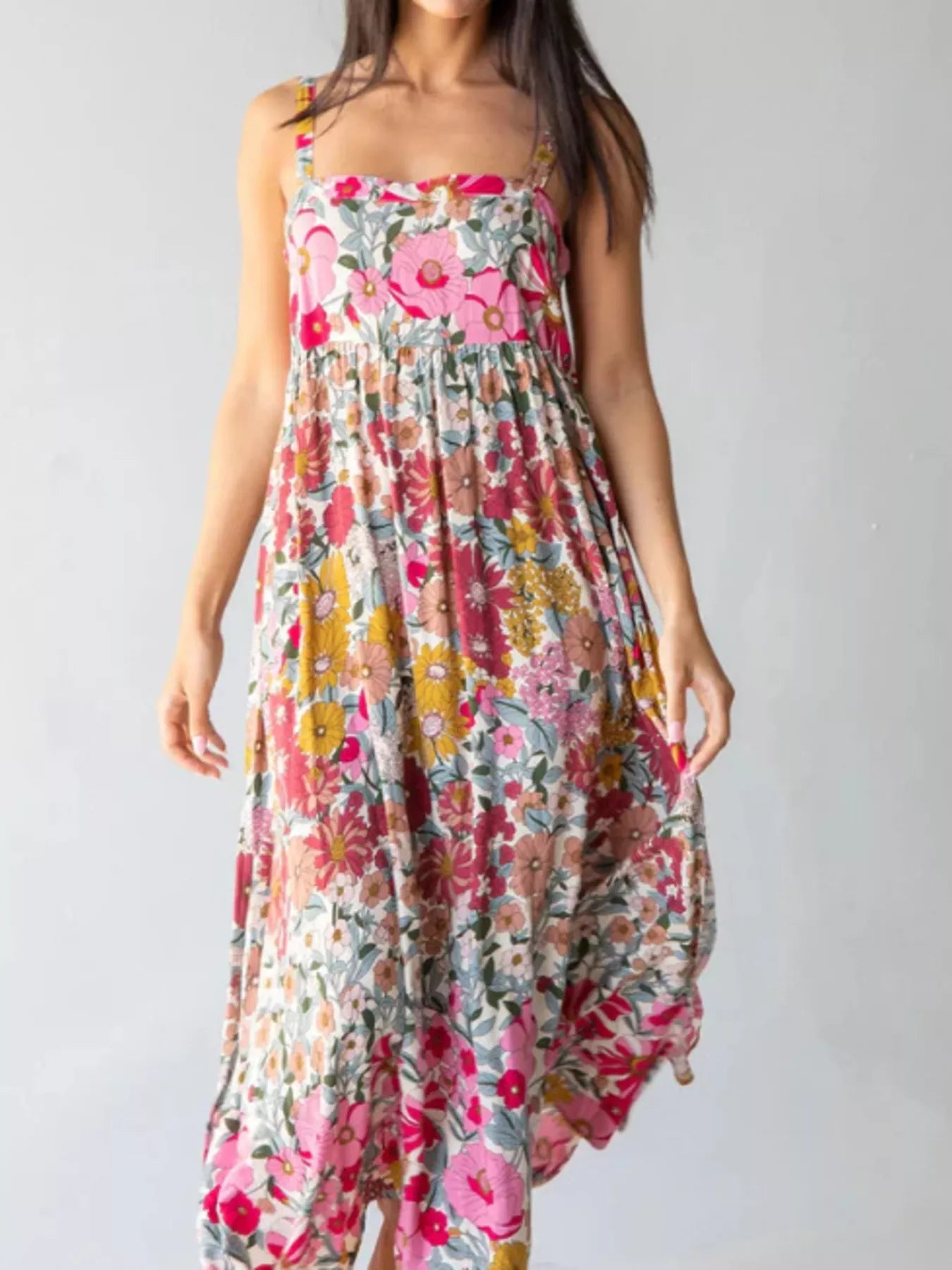 Full Size Square Neck Cami Dress with Side Slit Plus Size designed for comfort and style at Lookzlike