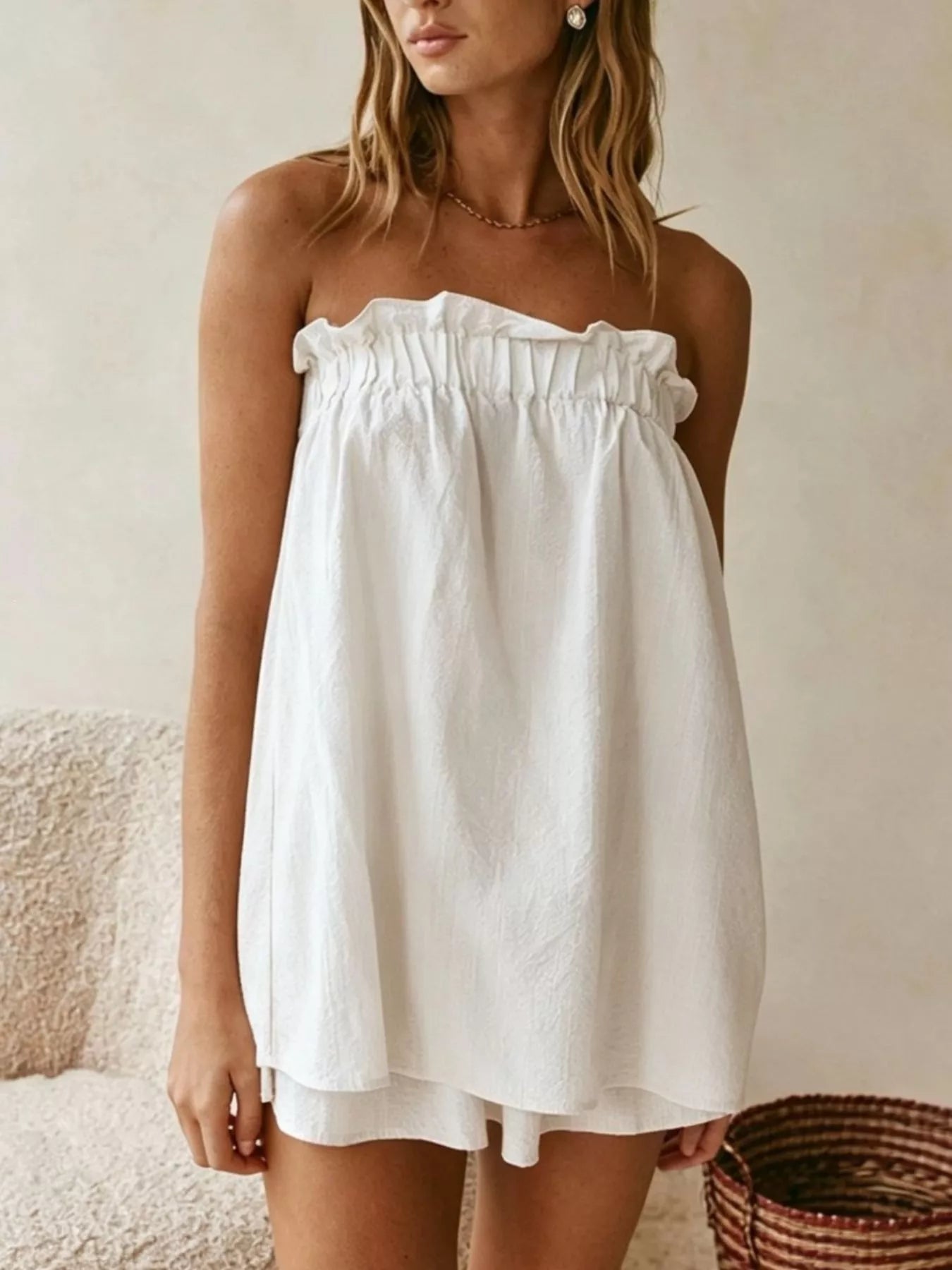 Full Size Strapless Top and High-Waisted Skirt Set Plus Size designed for comfort and style at Lookzlike