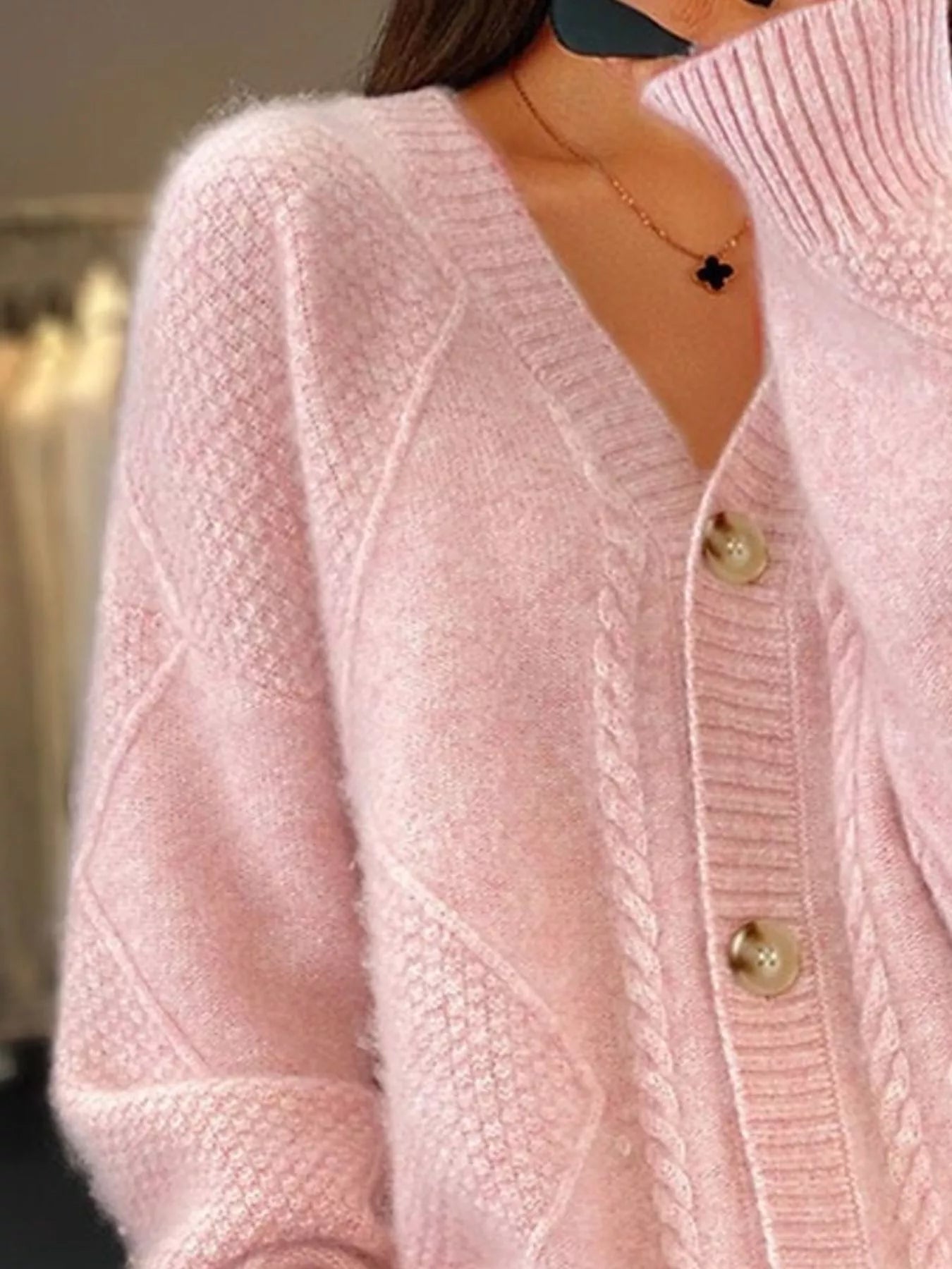 Full Size Textured Knit Button - Down Cardigan Plus Size designed for comfort and style at Lookzlike