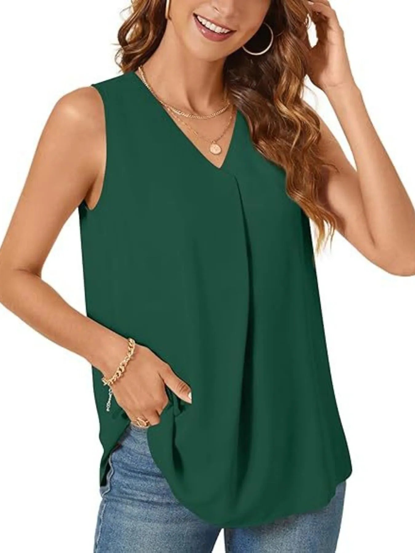 Full Size V-Neck Sleeveless Tank Top Plus Size - Lookzlike