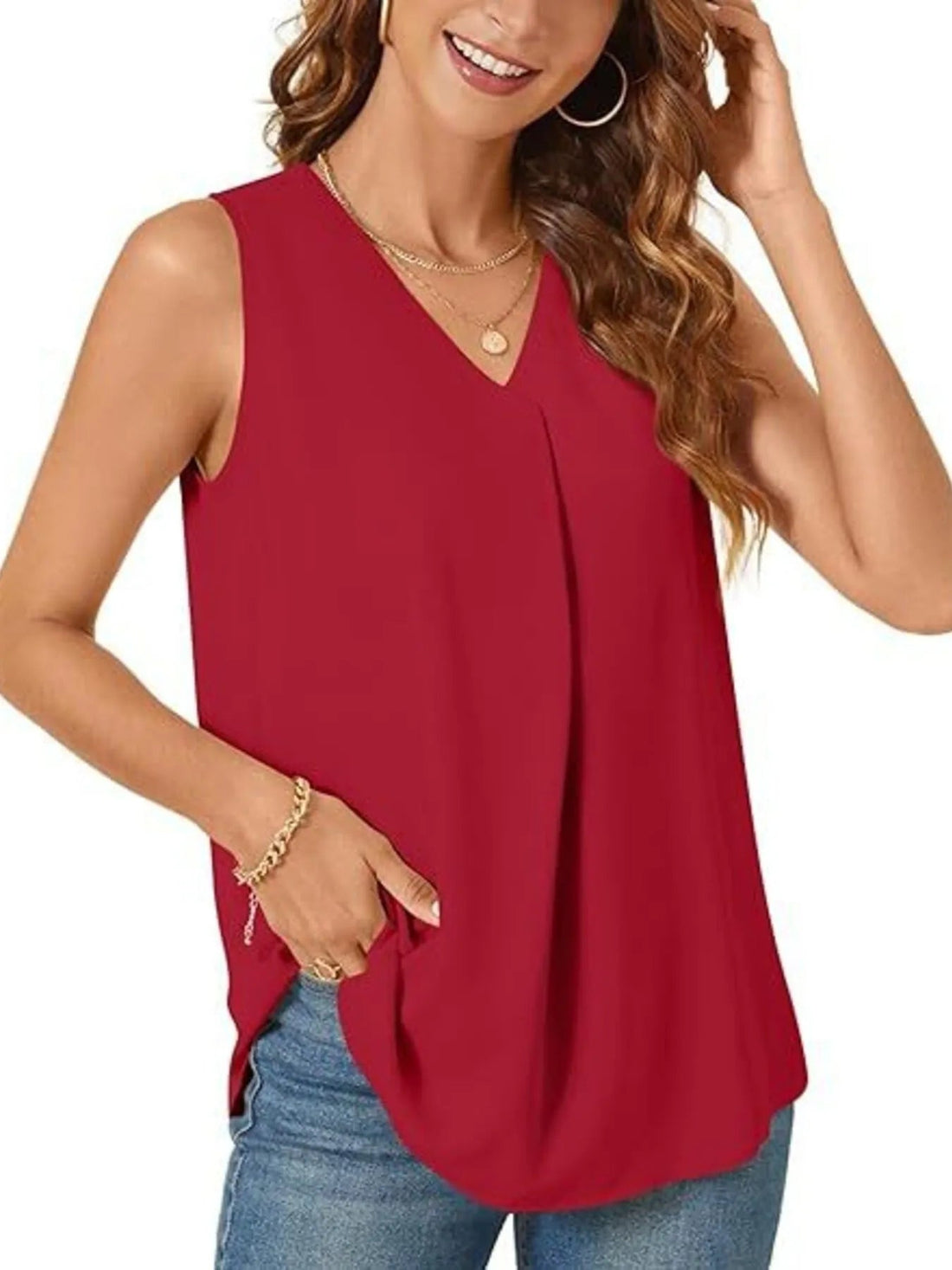Full Size V-Neck Sleeveless Tank Top Plus Size - Lookzlike