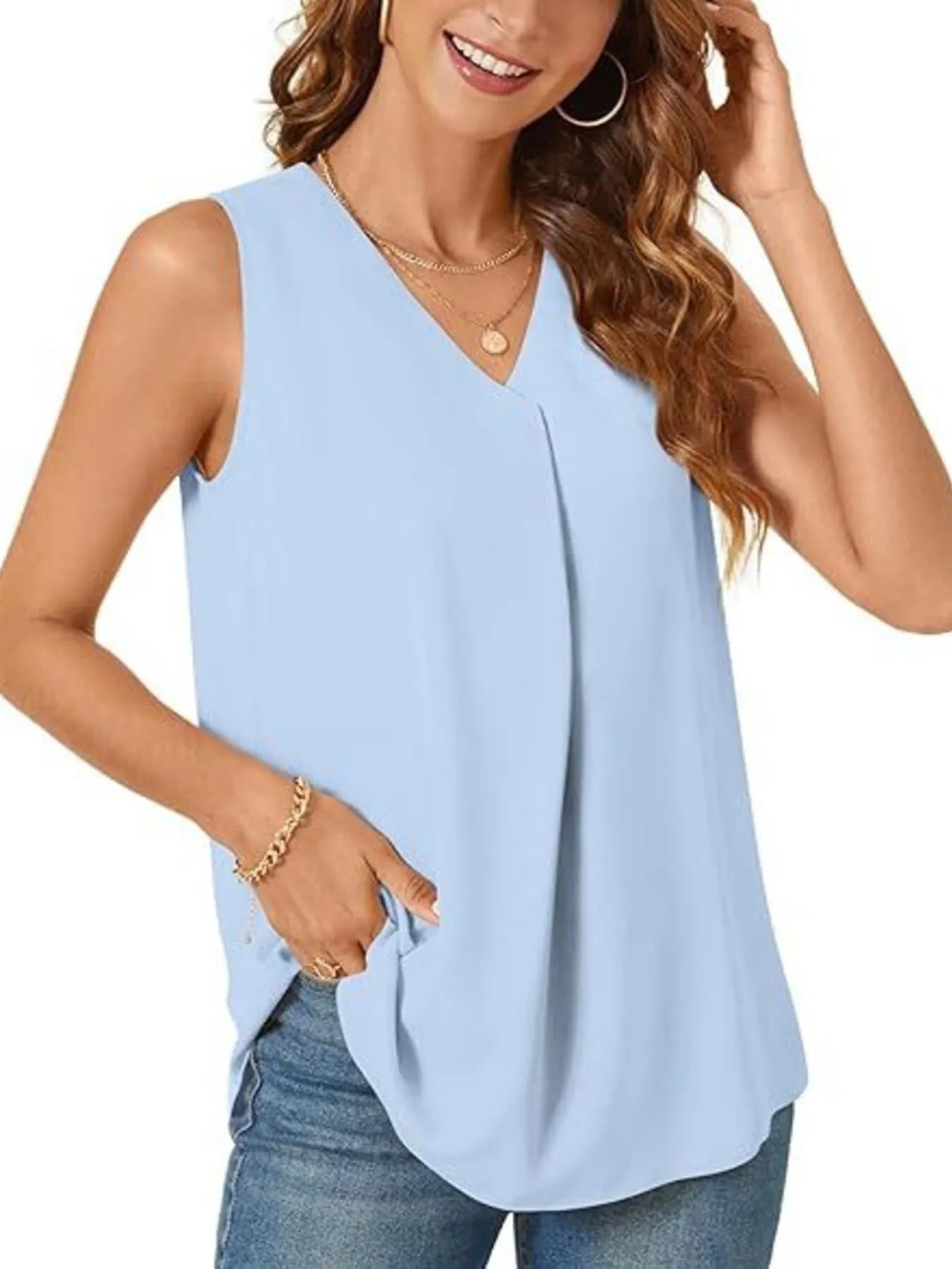Full Size V-Neck Sleeveless Tank Top Plus Size - Lookzlike