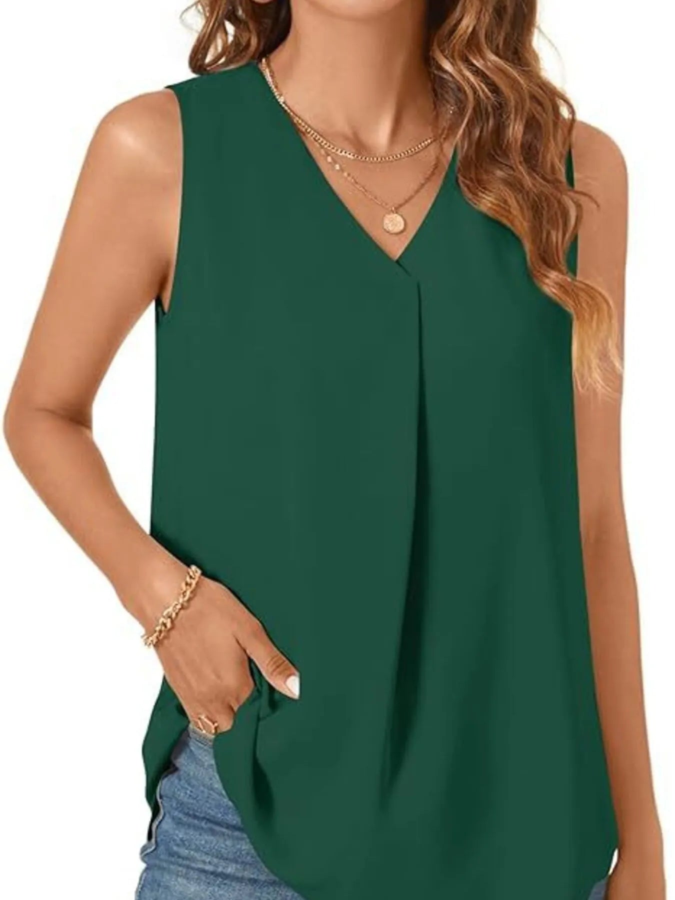 Full Size V-Neck Sleeveless Tank Top Plus Size - Lookzlike