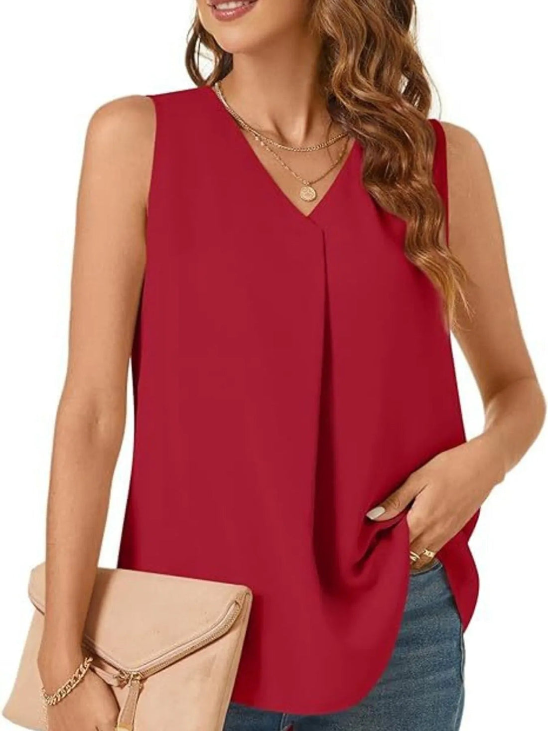 Full Size V-Neck Sleeveless Tank Top Plus Size - Lookzlike