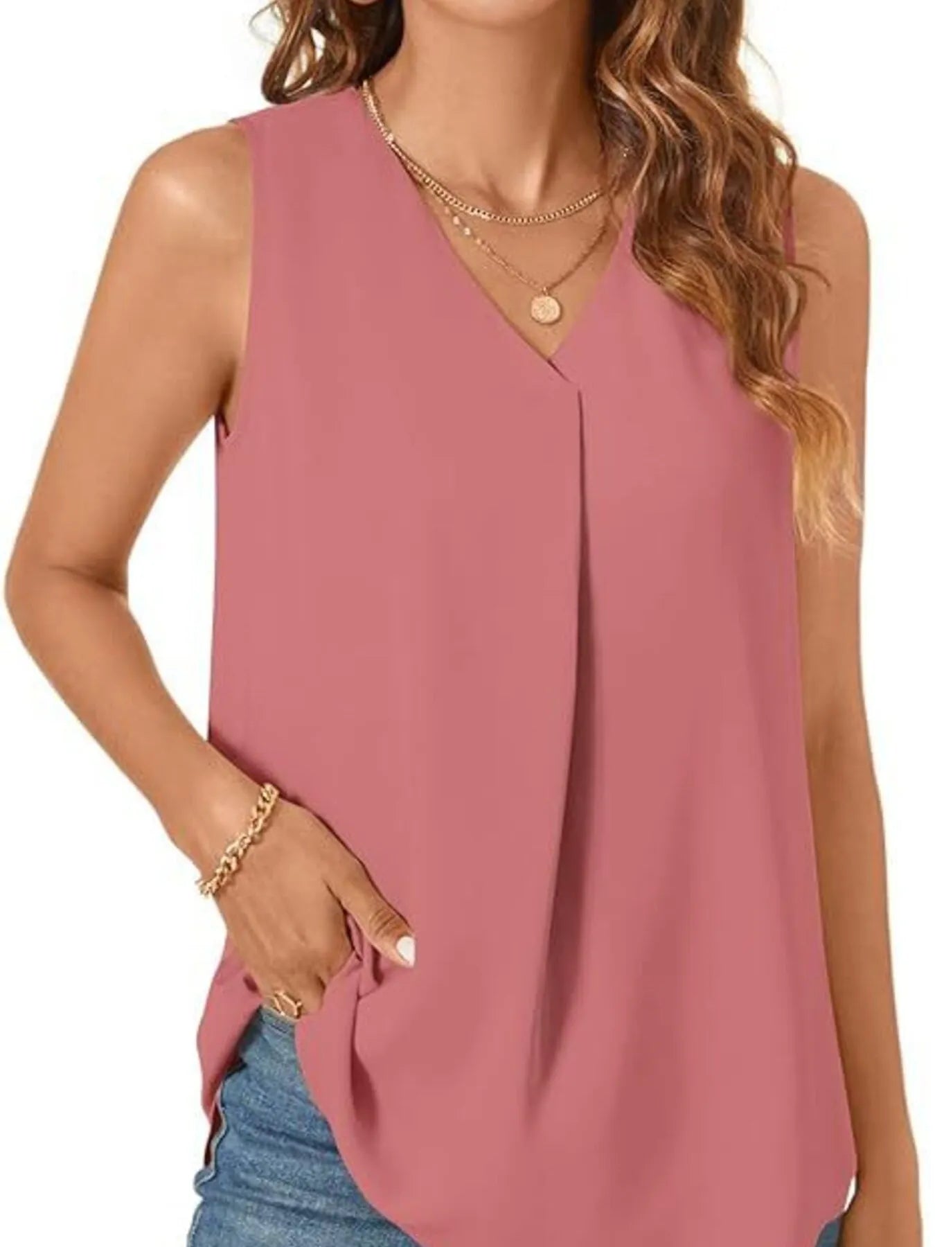 Full Size V-Neck Sleeveless Tank Top Plus Size - Lookzlike
