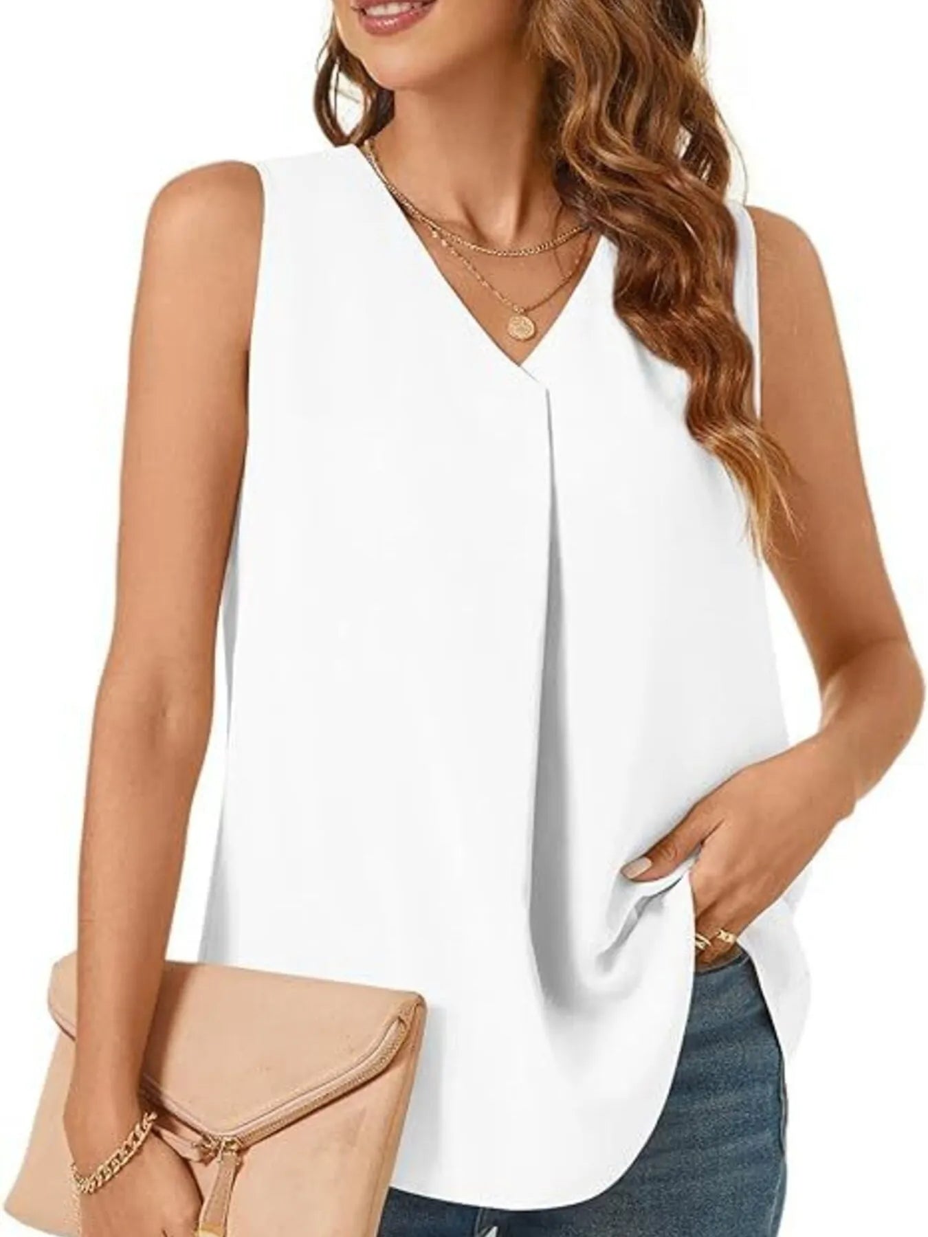 Full Size V-Neck Sleeveless Tank Top Plus Size - Lookzlike