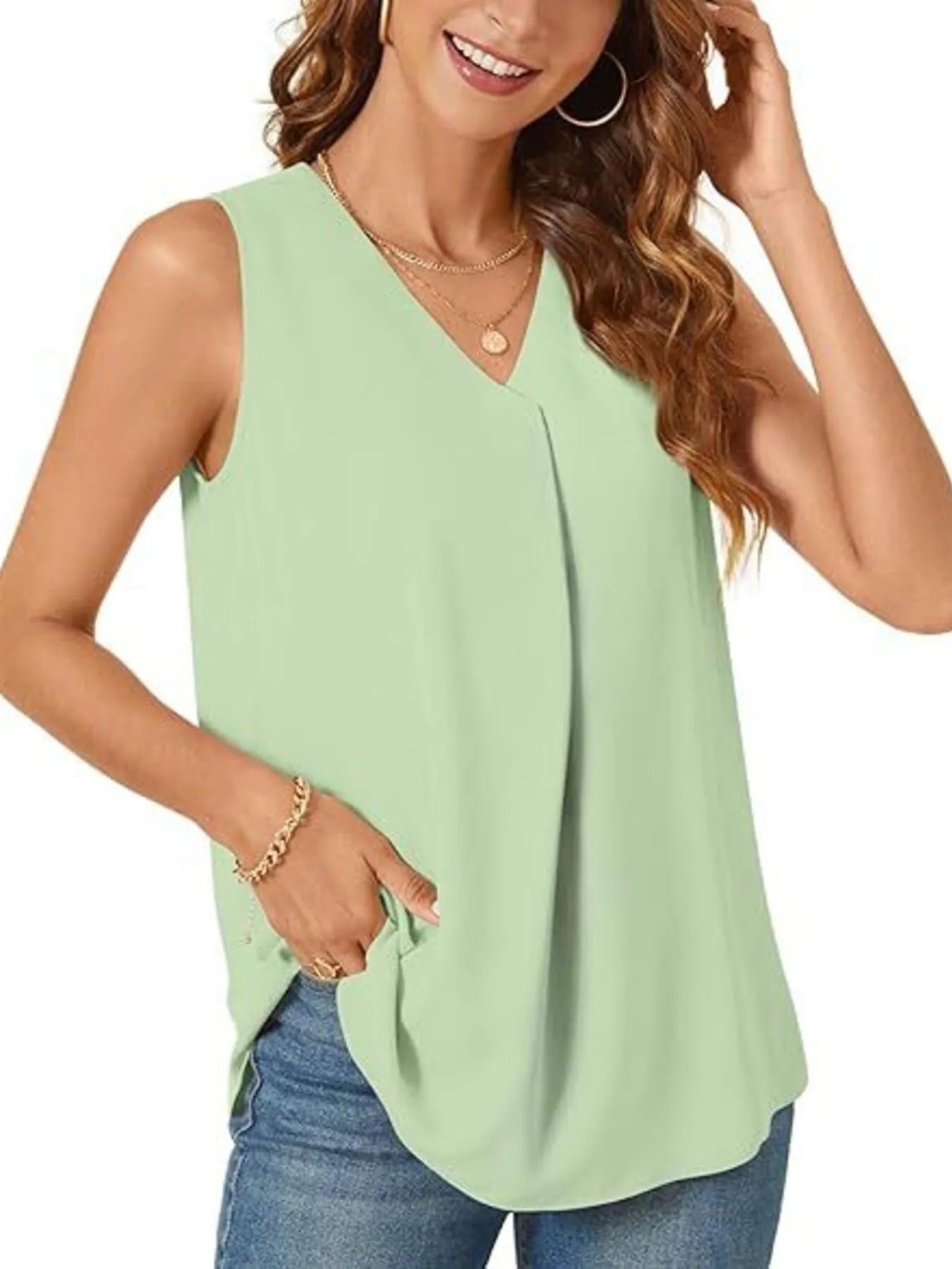 Full Size V-Neck Sleeveless Tank Top Plus Size - Lookzlike