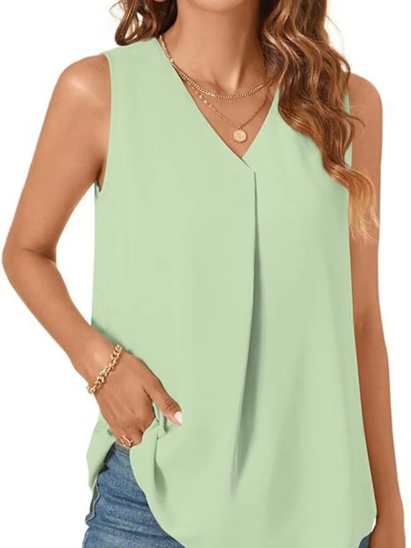 Full Size V-Neck Sleeveless Tank Top Plus Size - Lookzlike
