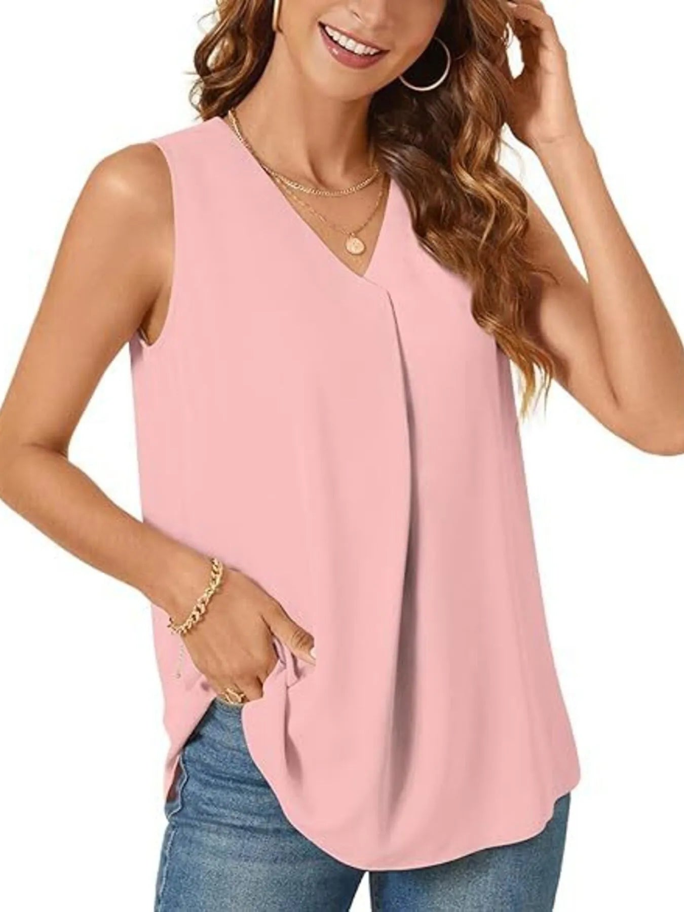 Full Size V-Neck Sleeveless Tank Top Plus Size - Lookzlike